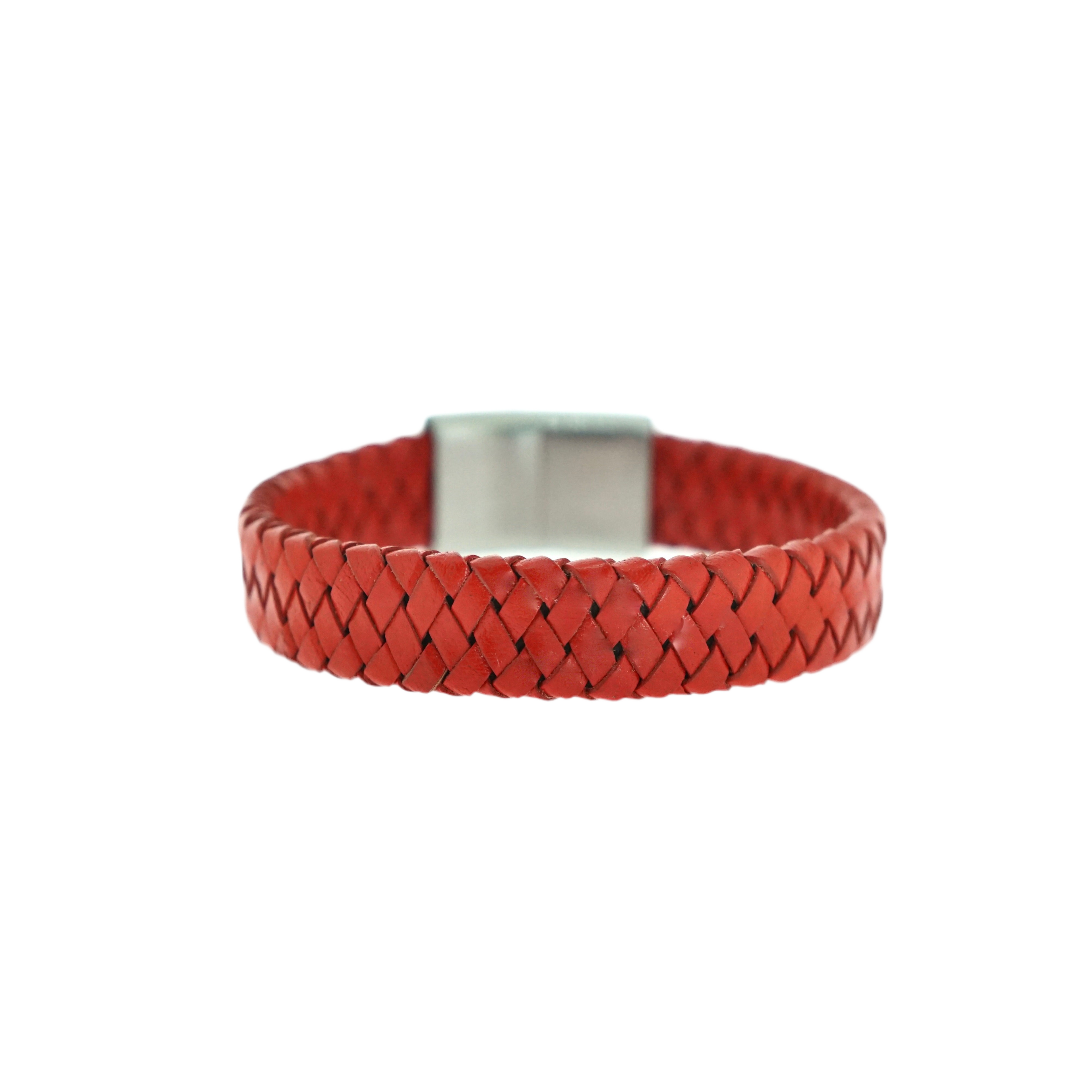 Leren Armband Rood/ Zilver – Mokum