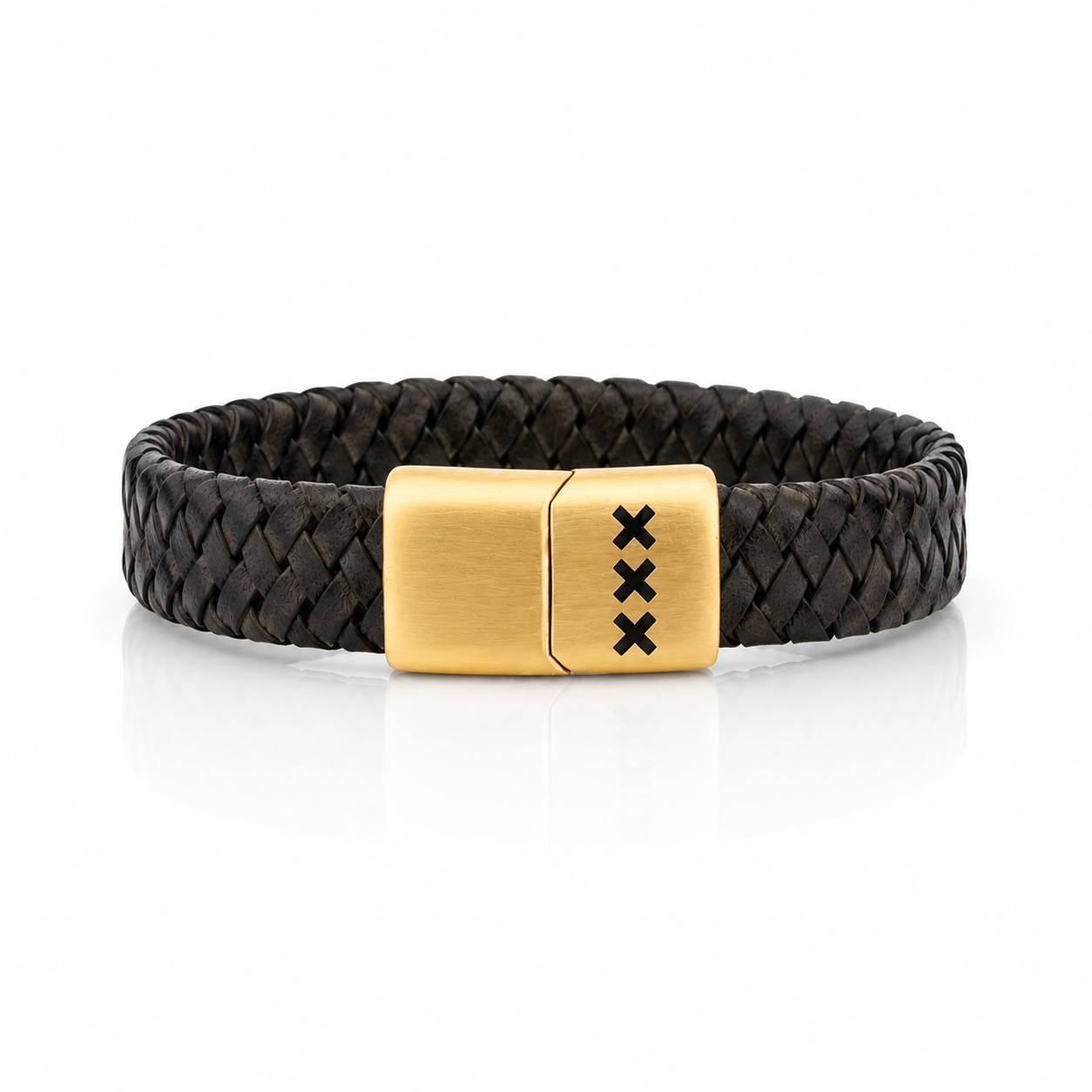 Leren Armband Zwart - Goud | Amsterdam XXX