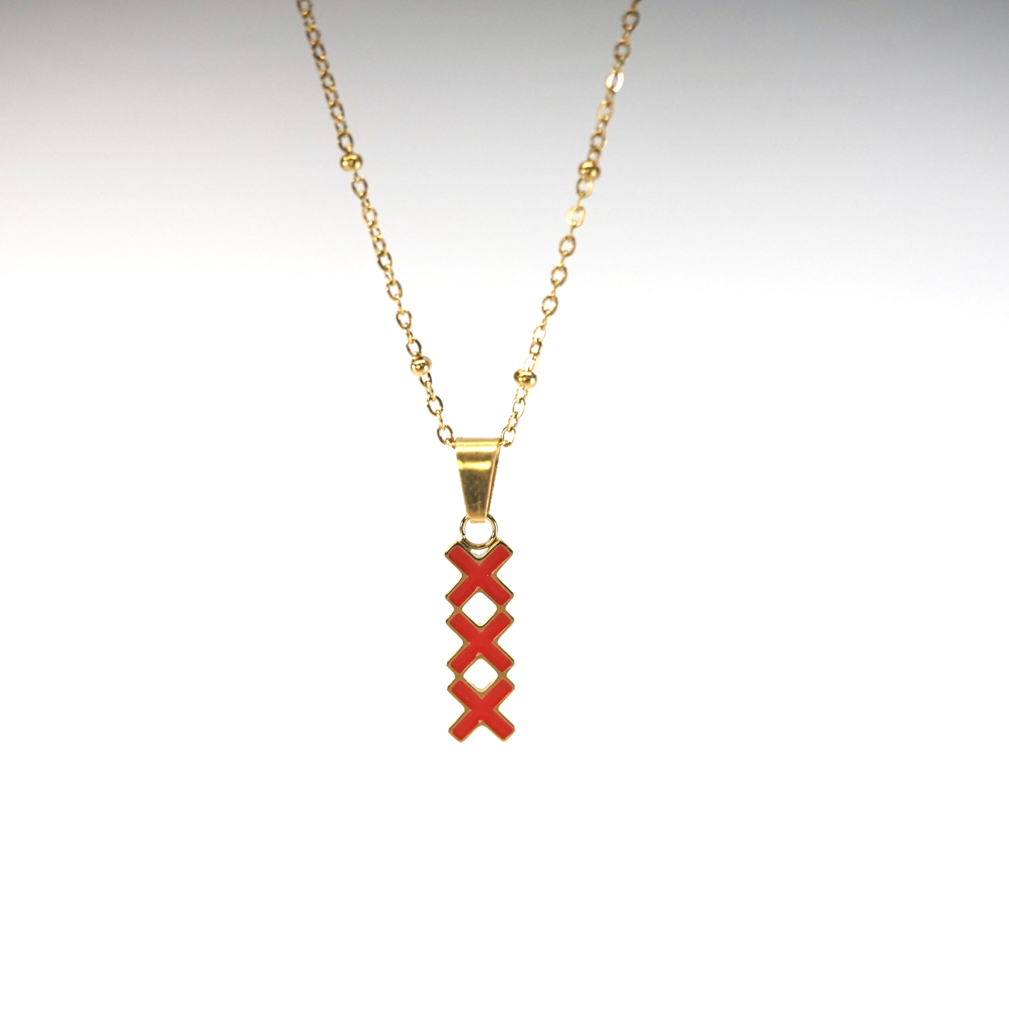 KETTING | 3 KRUISJES ROOD