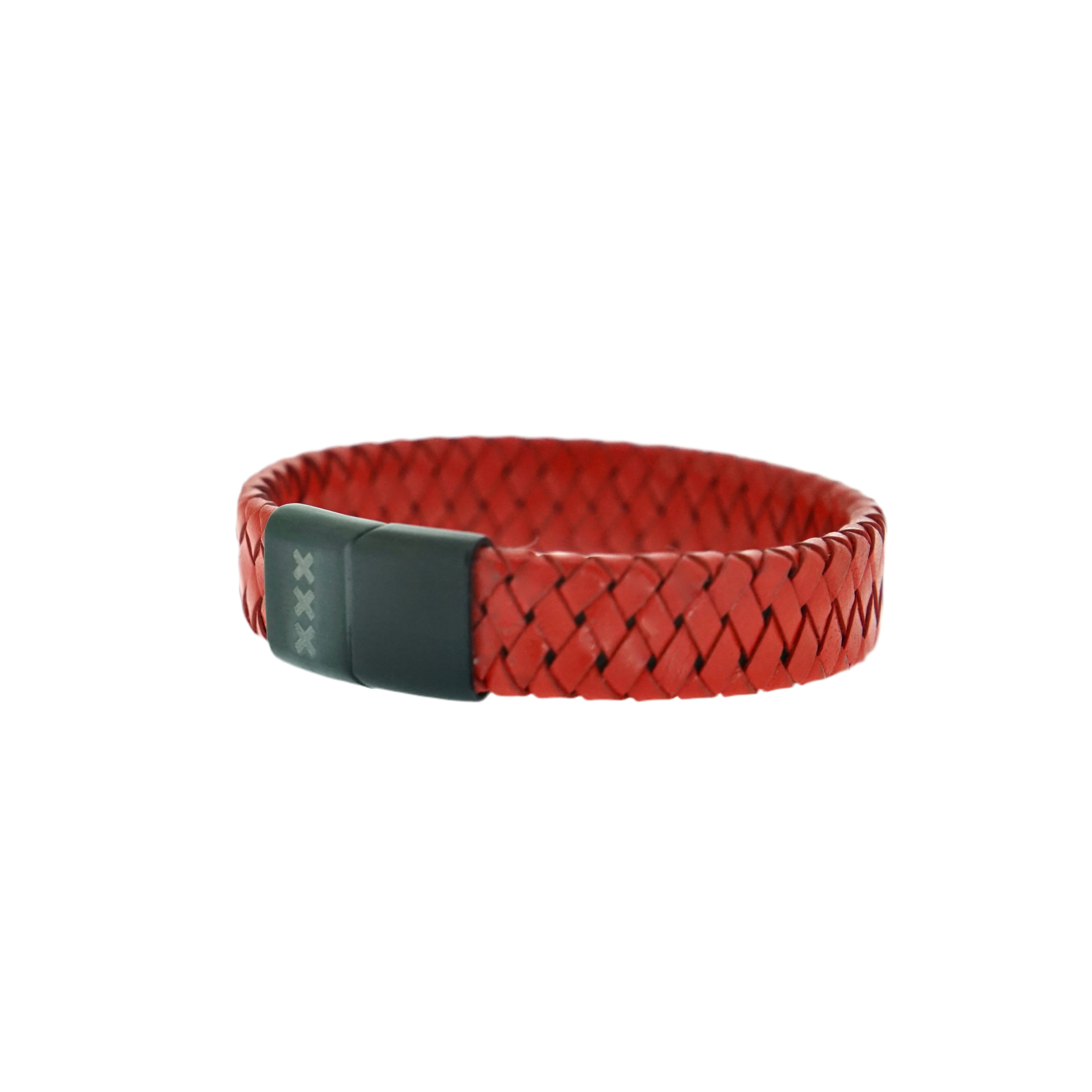 Leren Armband Rood/ Zwart - Mokum