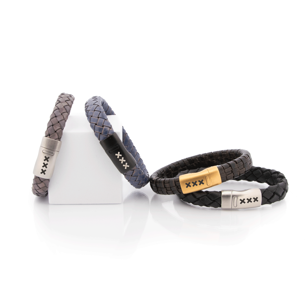 Bracelet Leather Gray/Silver