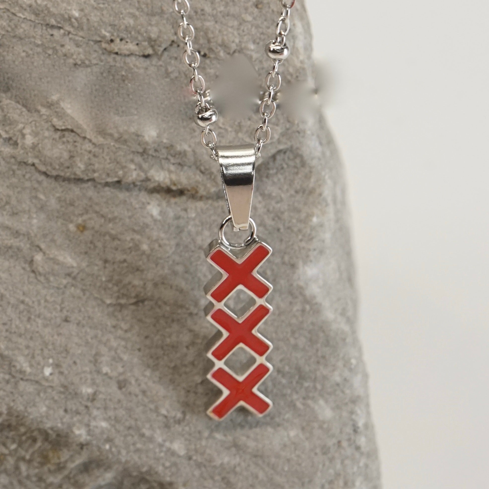 KETTING | 3 KRUISJES ROOD
