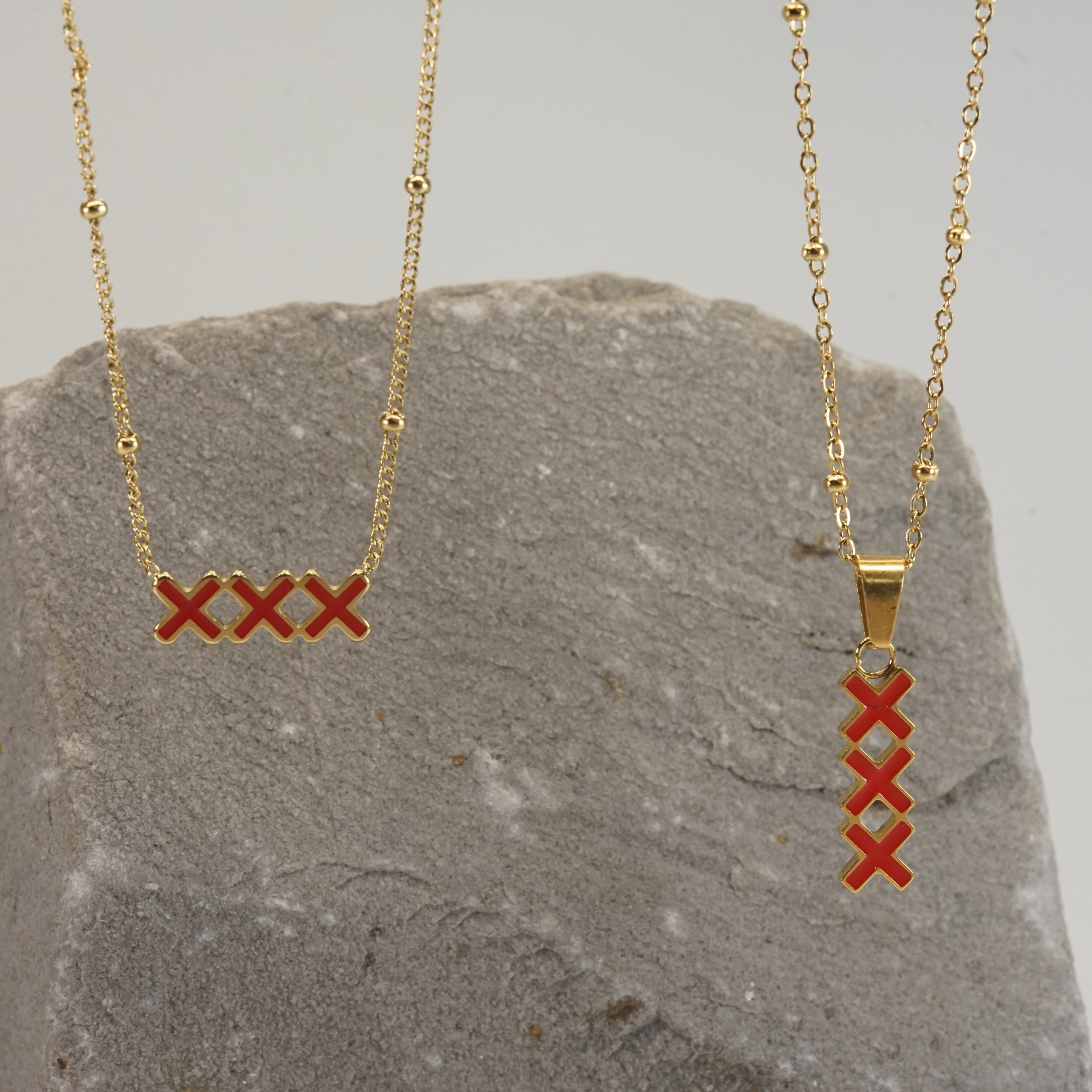 KETTING | 3 KRUISJES ROOD