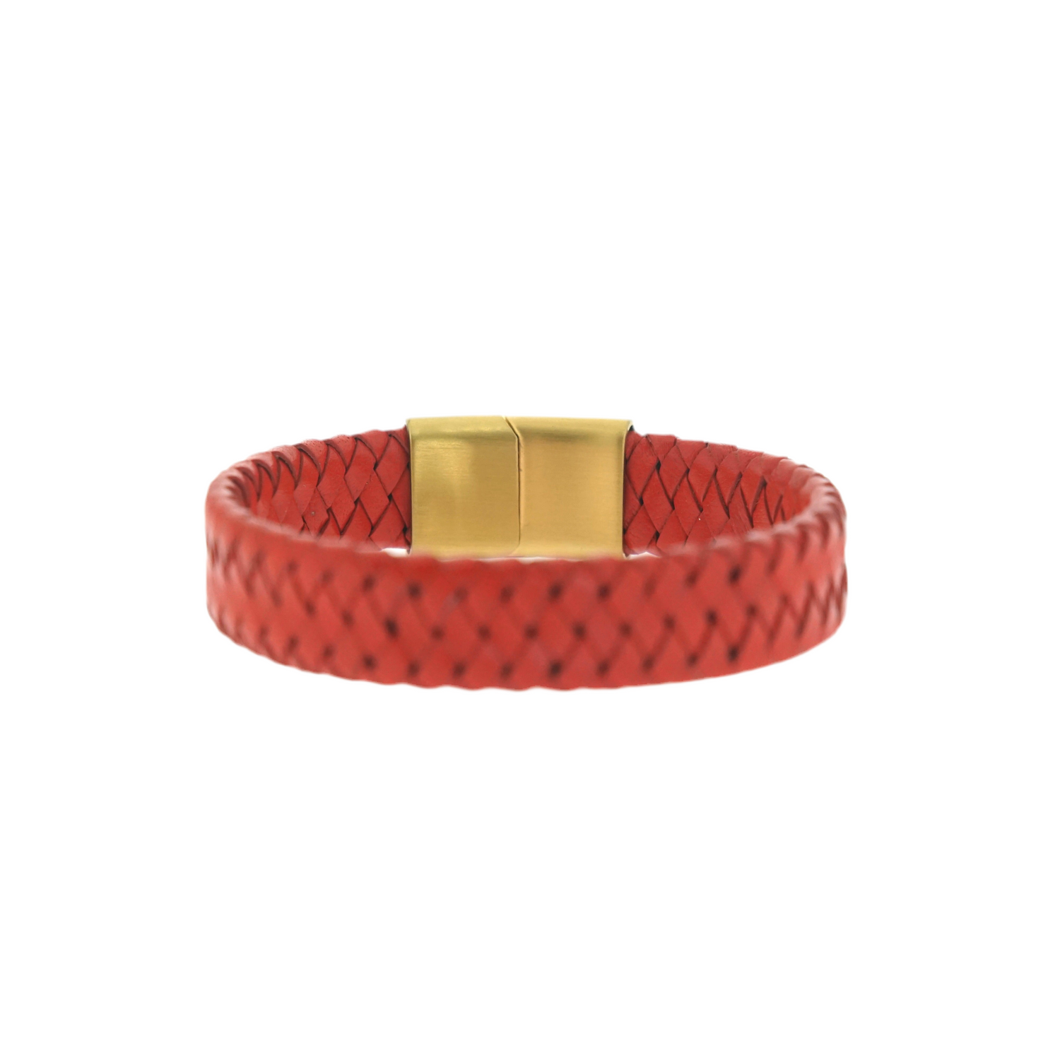 Leren Armband Rood - Goud | Mokum