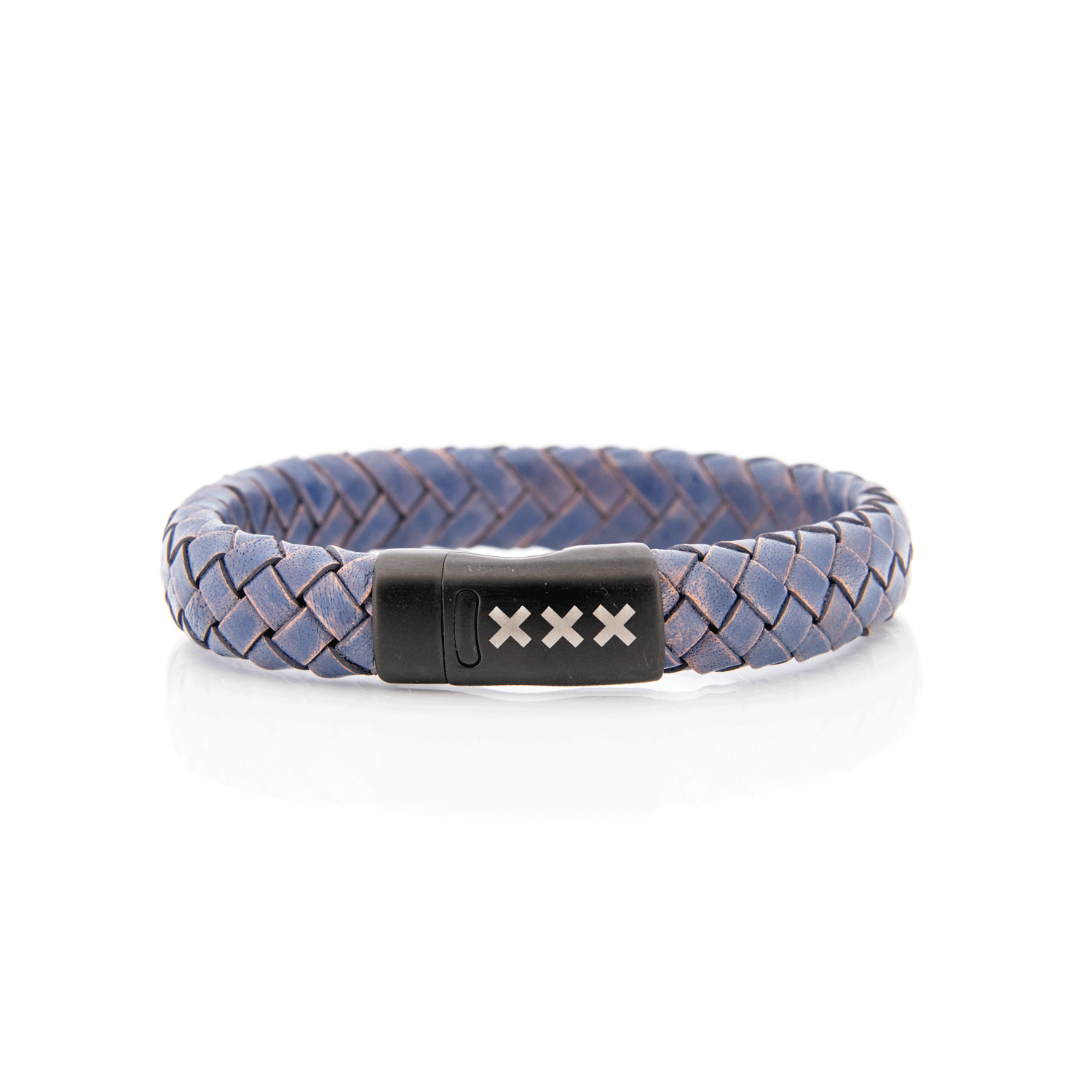 Leren armband Blauw- Zilver | Zuid