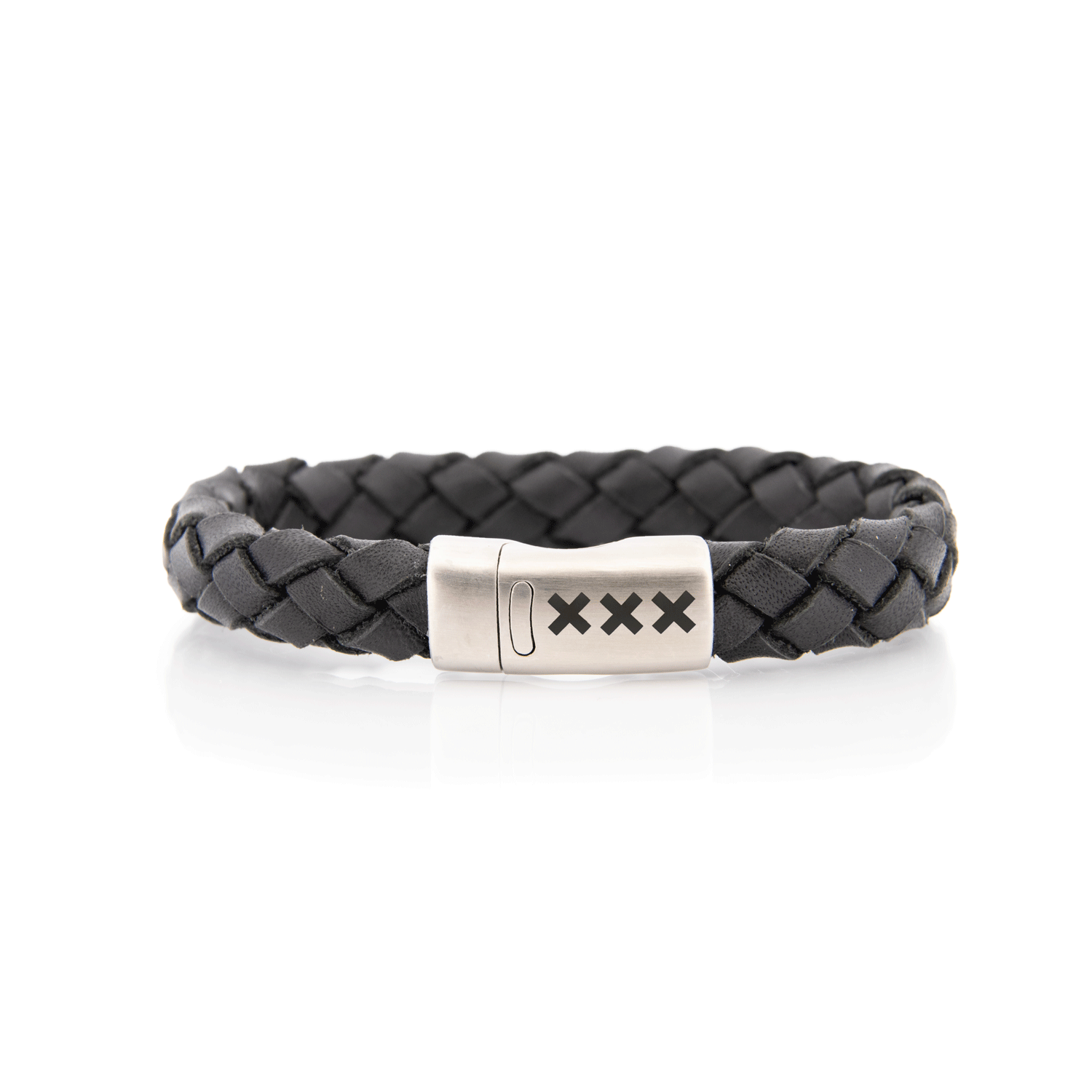 Leren Armband Zwart / Zilver – Mokum Trots
