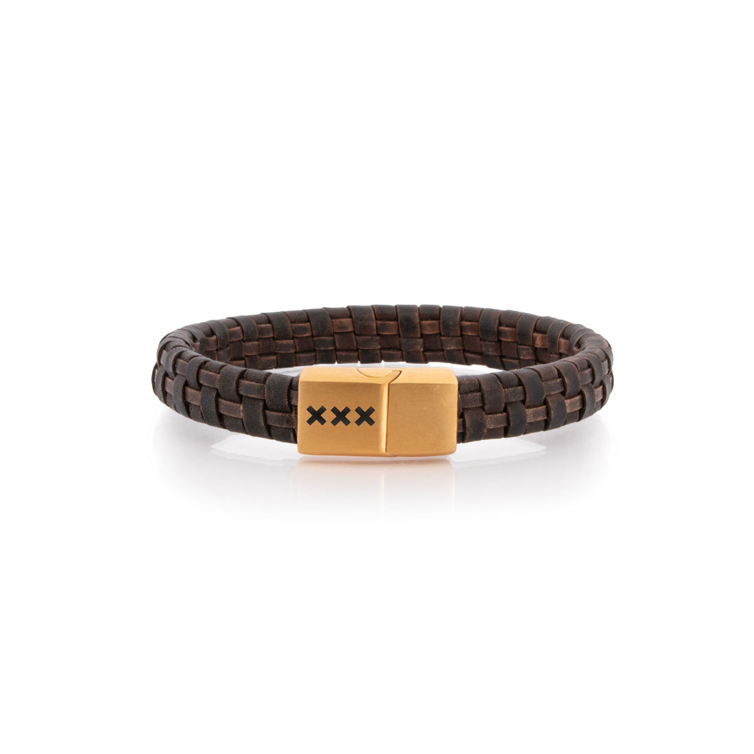 Leren armband Donker Bruin / Goud - Yup