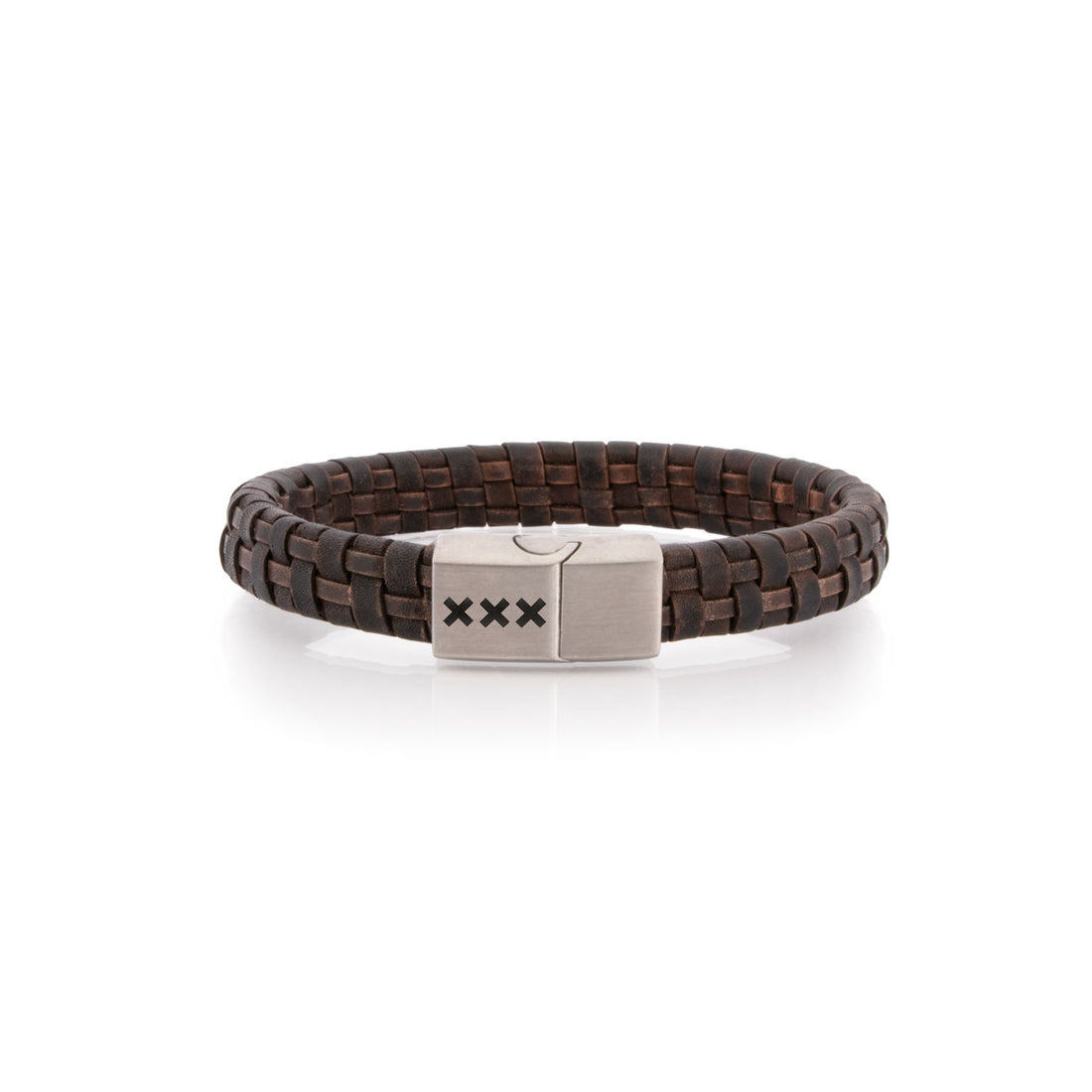 Leren armband Donker Bruin /  Zilver - Yup