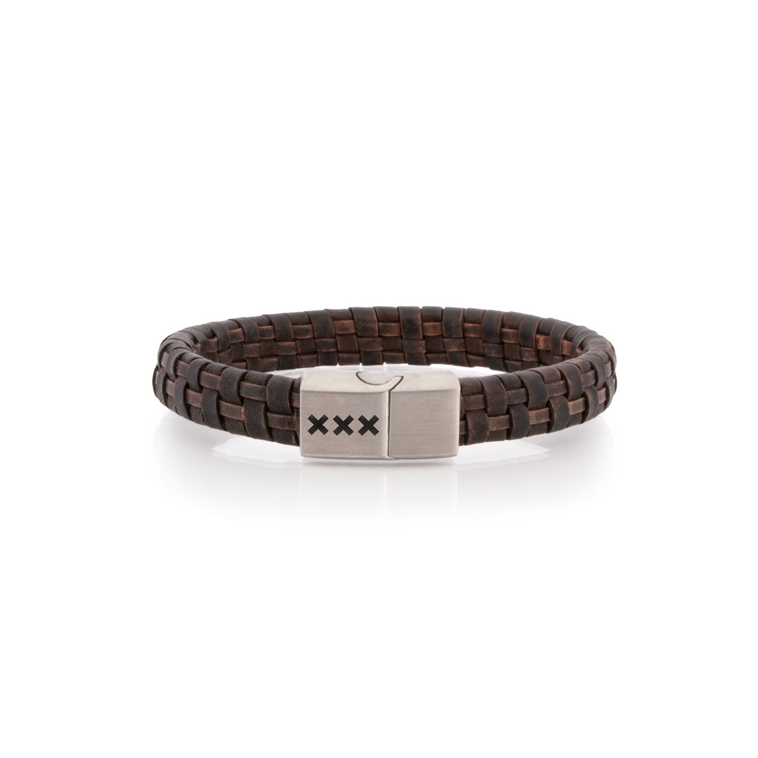 Leren armband Donker Bruin /  Zilver - Yup