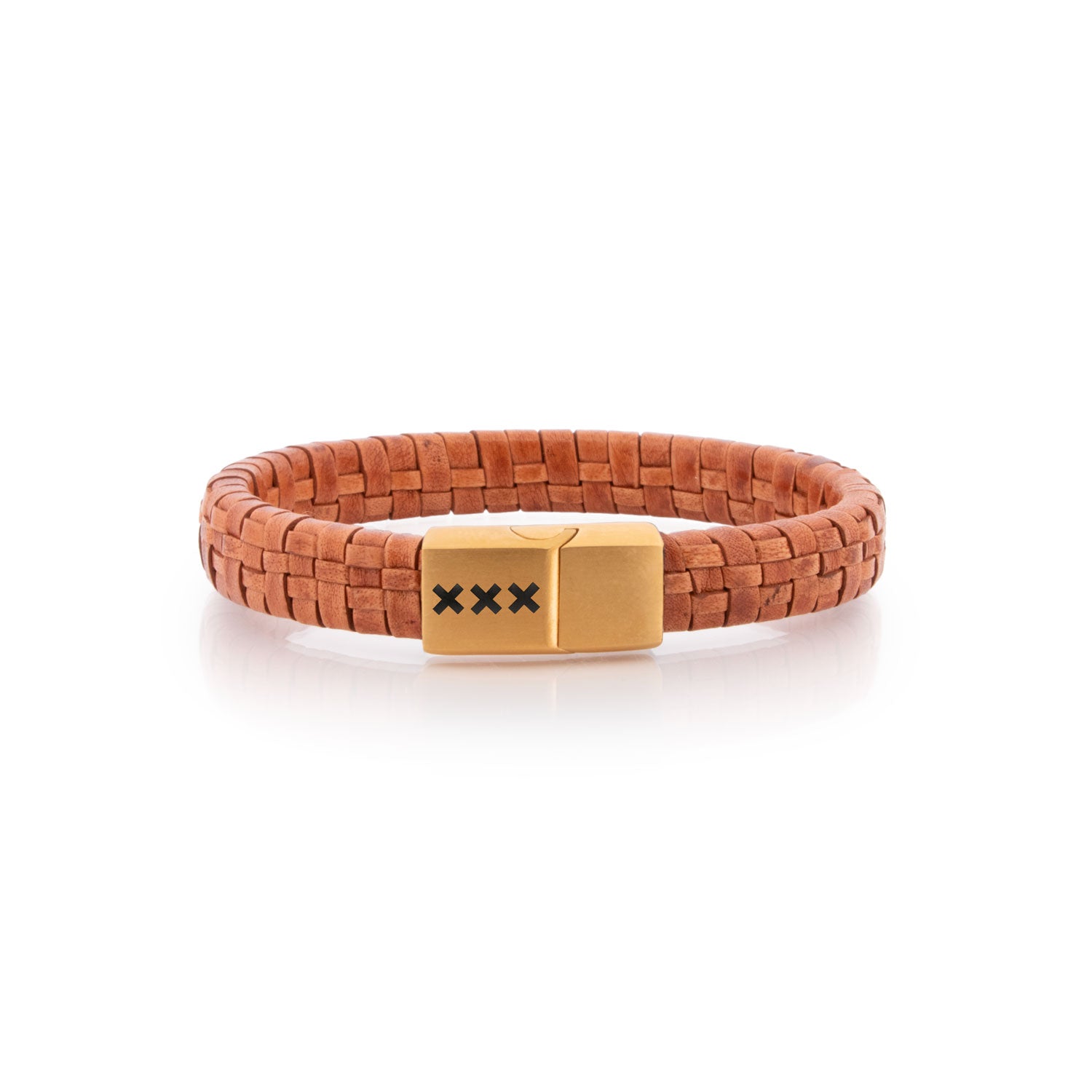Bracelet Leather Lightbrown/ Gold