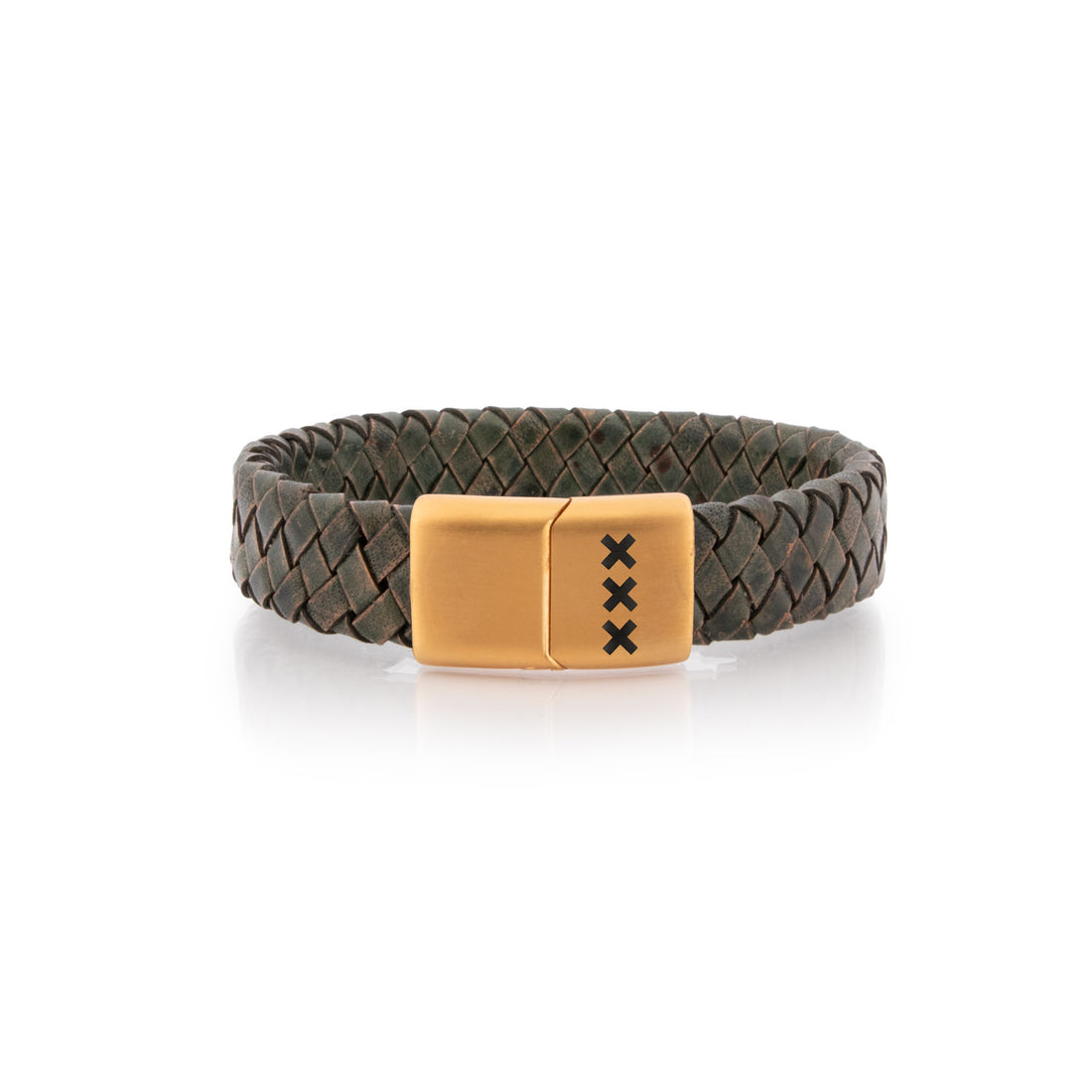 Leren Armband Green/ Goud– Vondel P.