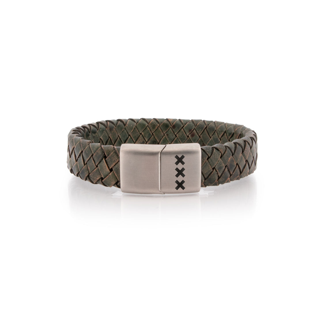 Leren Armband Green / Zilver – Vondel P.