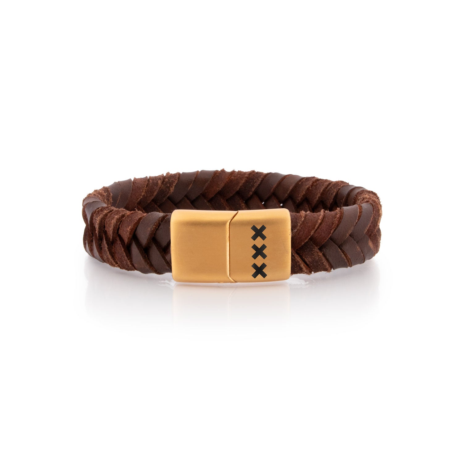 Leren Armband Brown / Gold – De Dam