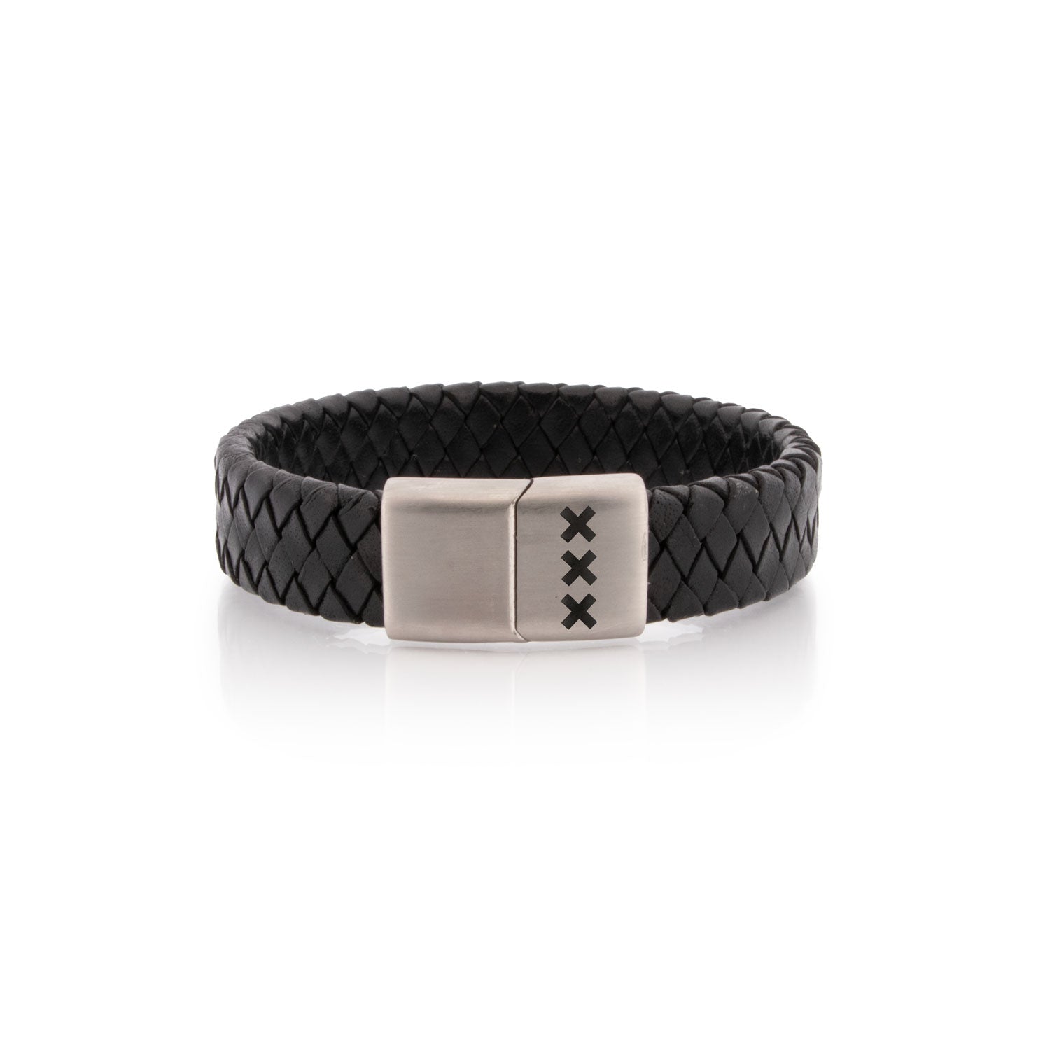 Leren Armband Zwart/ Zilver - Amsterdam XXX