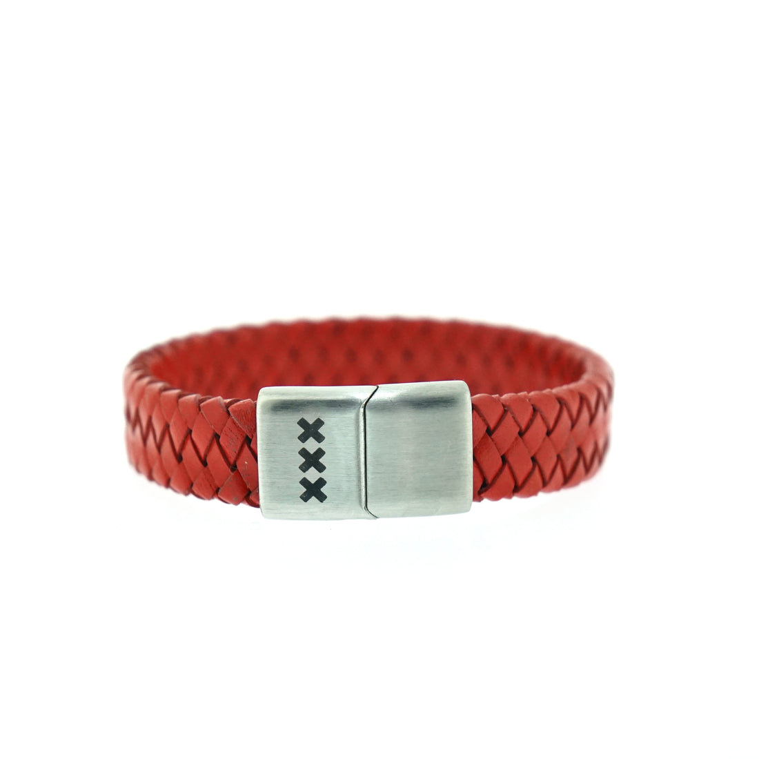 Leren Armband Rood - Zilver | Mokum