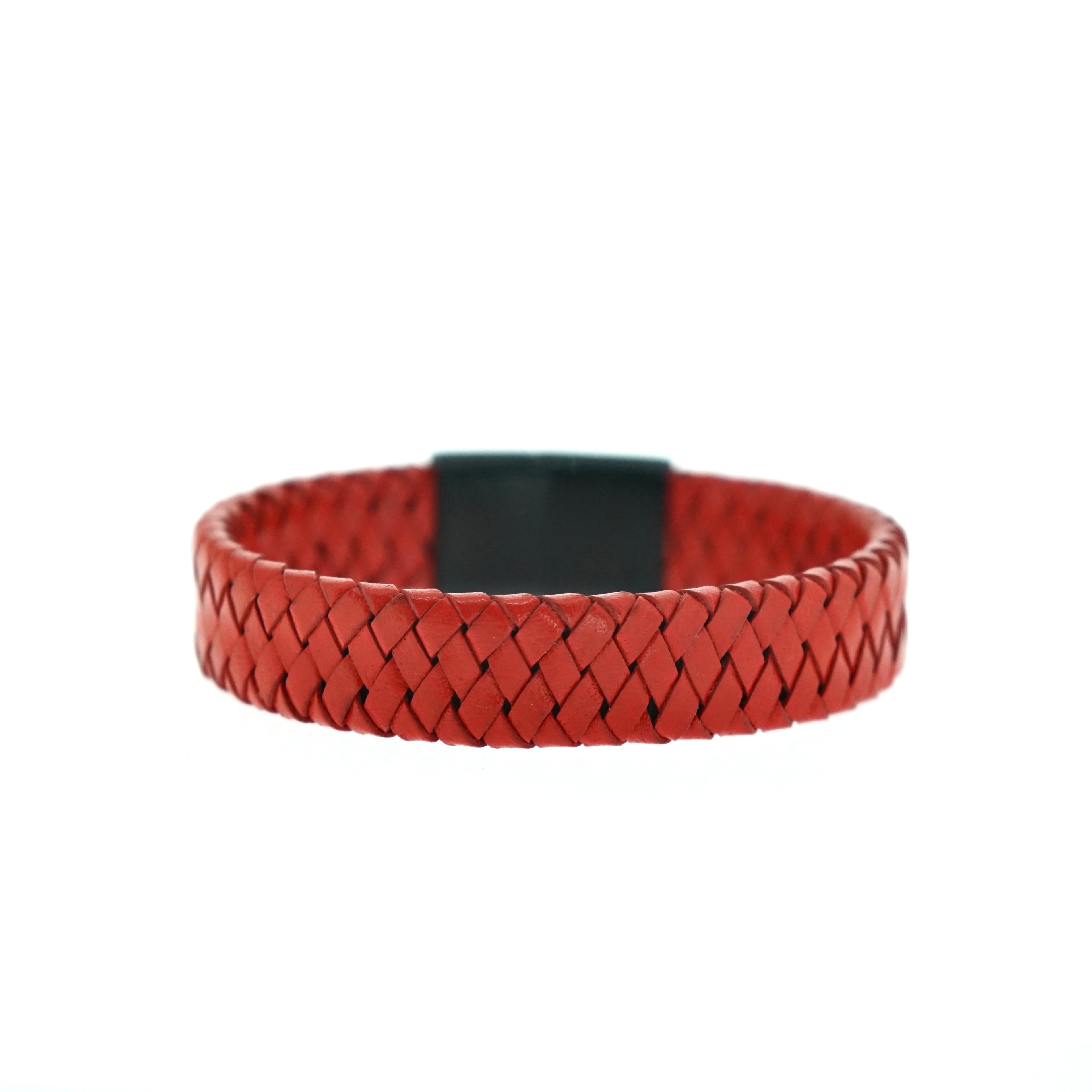 Leren Armband Rood - Zwart | Mokum