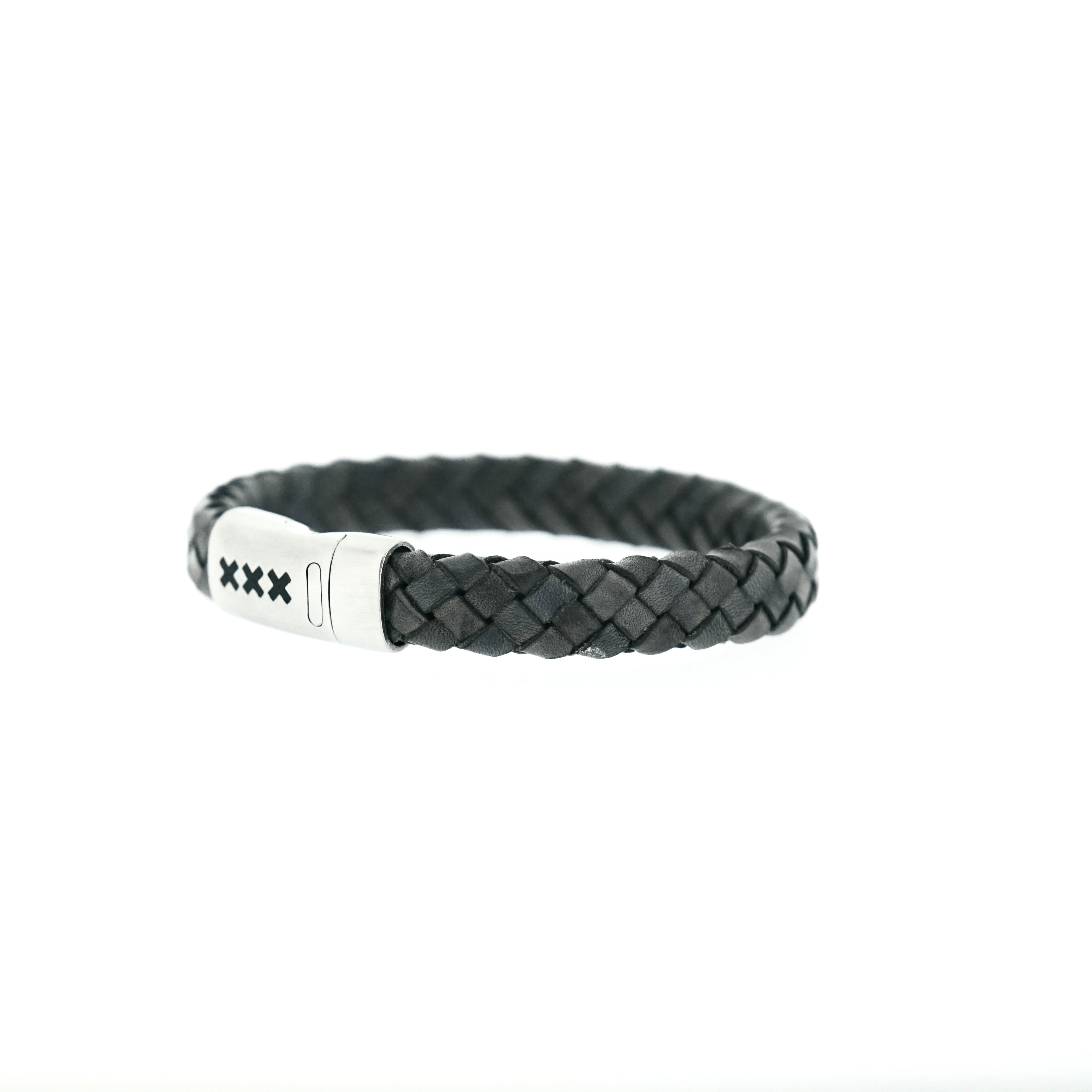 Leren Armband Zwart / Zilver – Mokum Trots