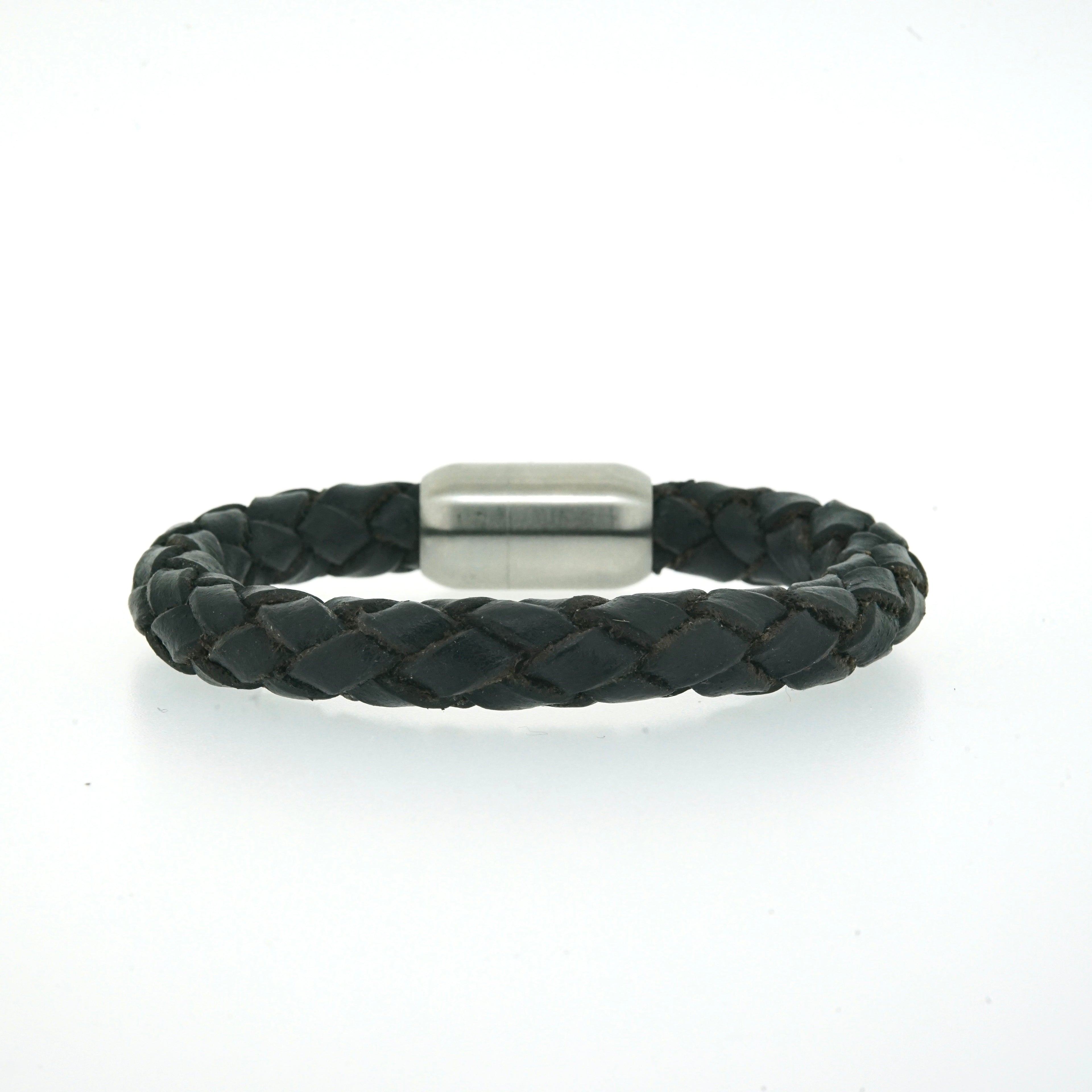 leren armband rond Zwart/ Zilver - 020 Black Editie