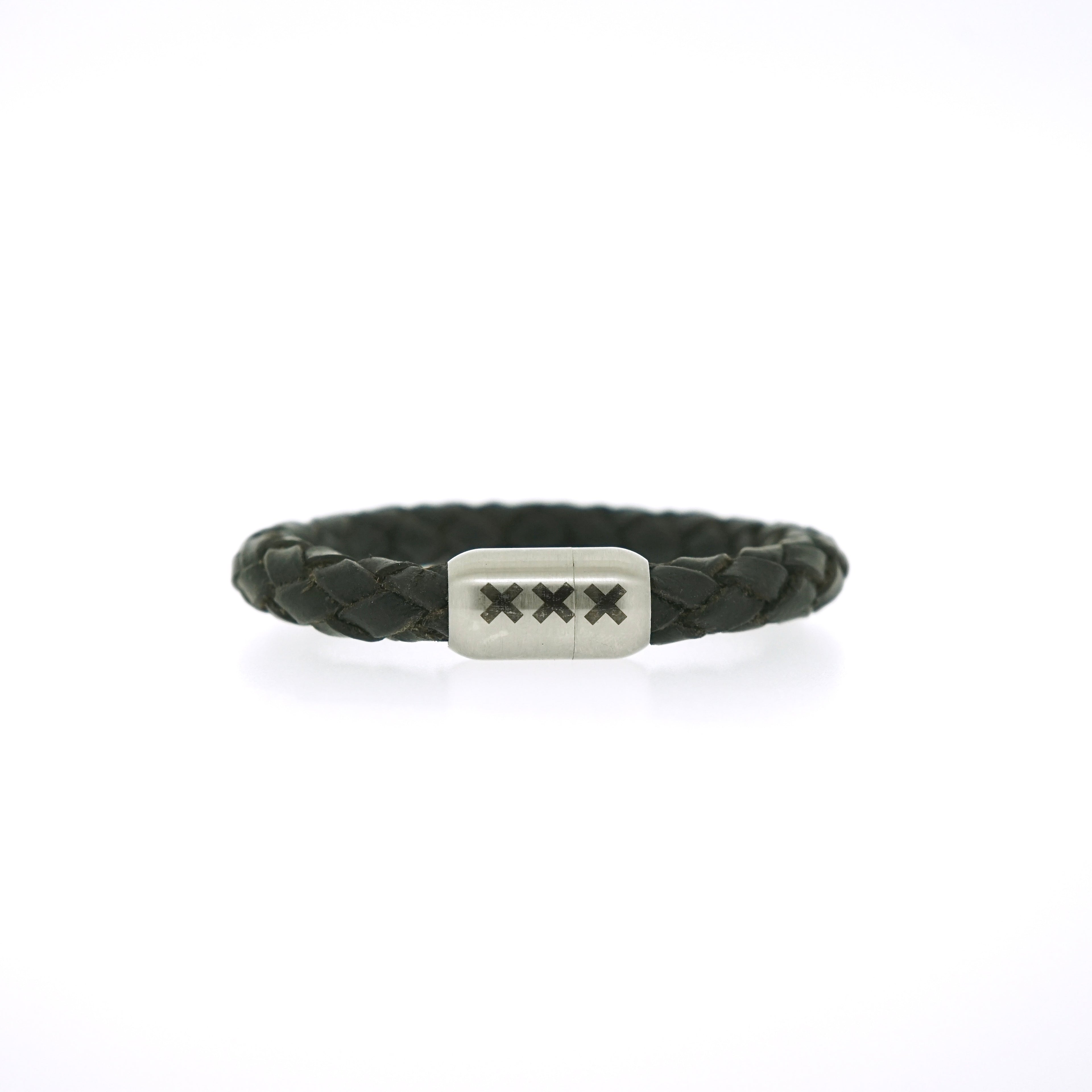 leren armband rond Zwart/ Zilver - 020 Black Editie