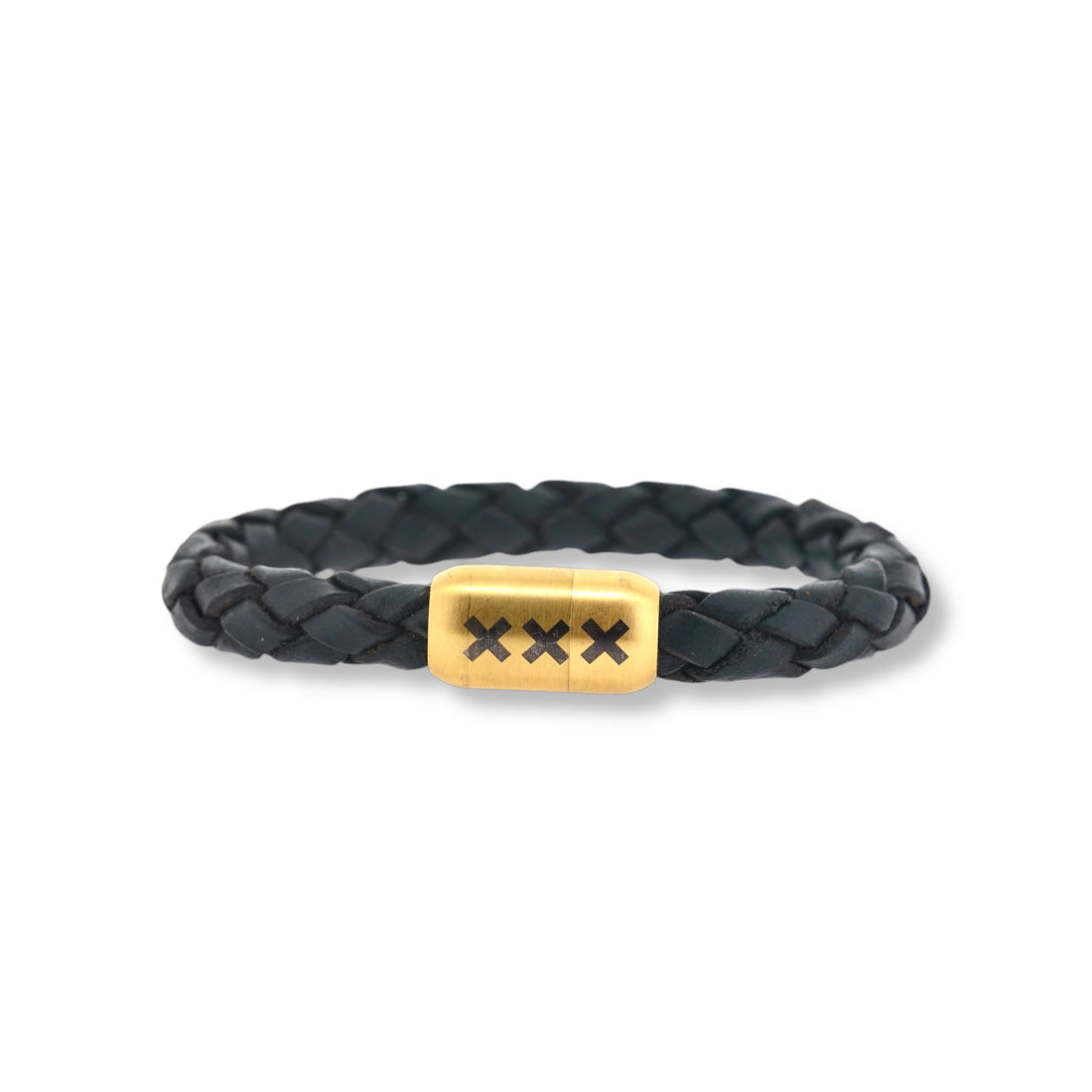 leren armband rond Zwart/ Goud - 020 Black Editie