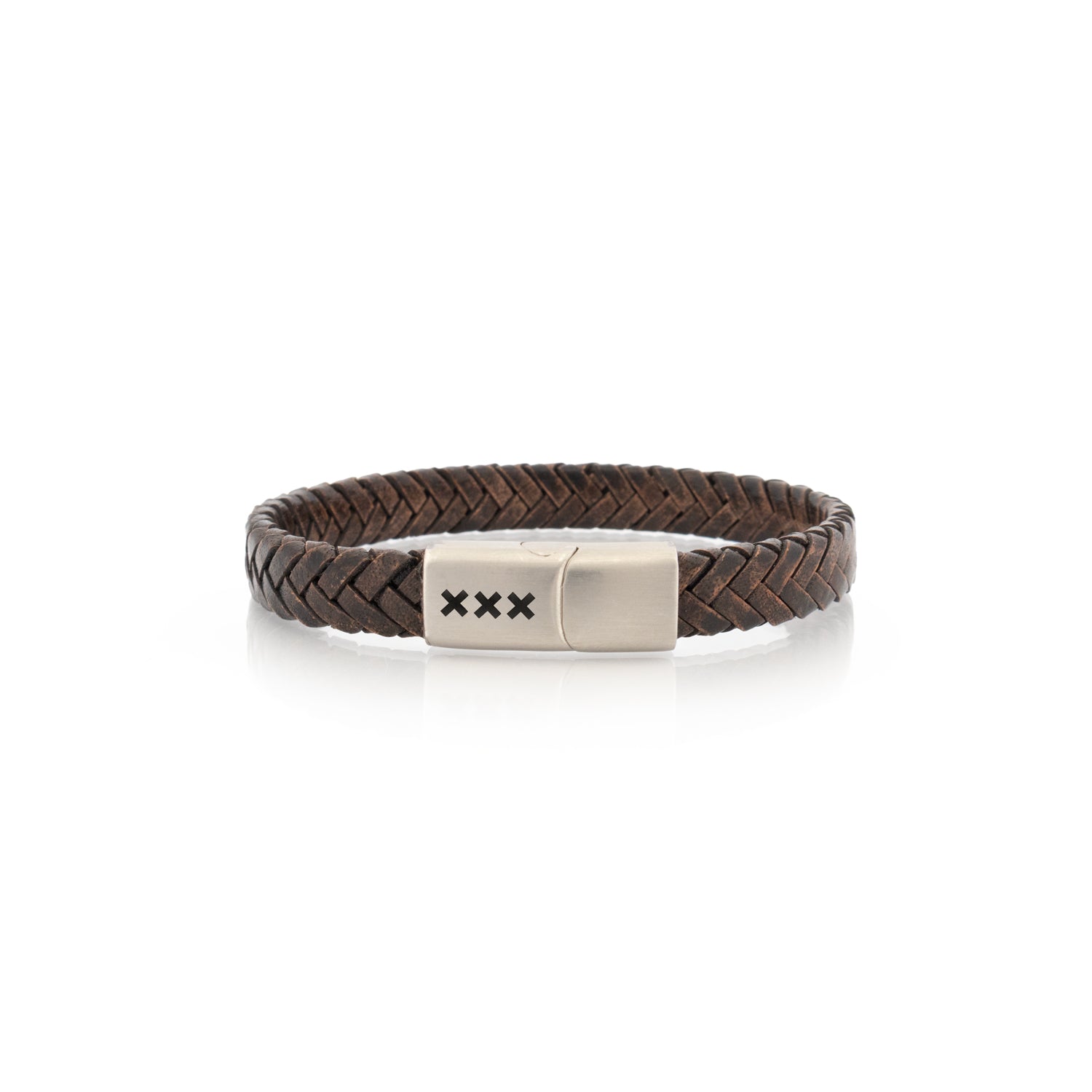 Leren armband Bruin - Zilver | De Amstel