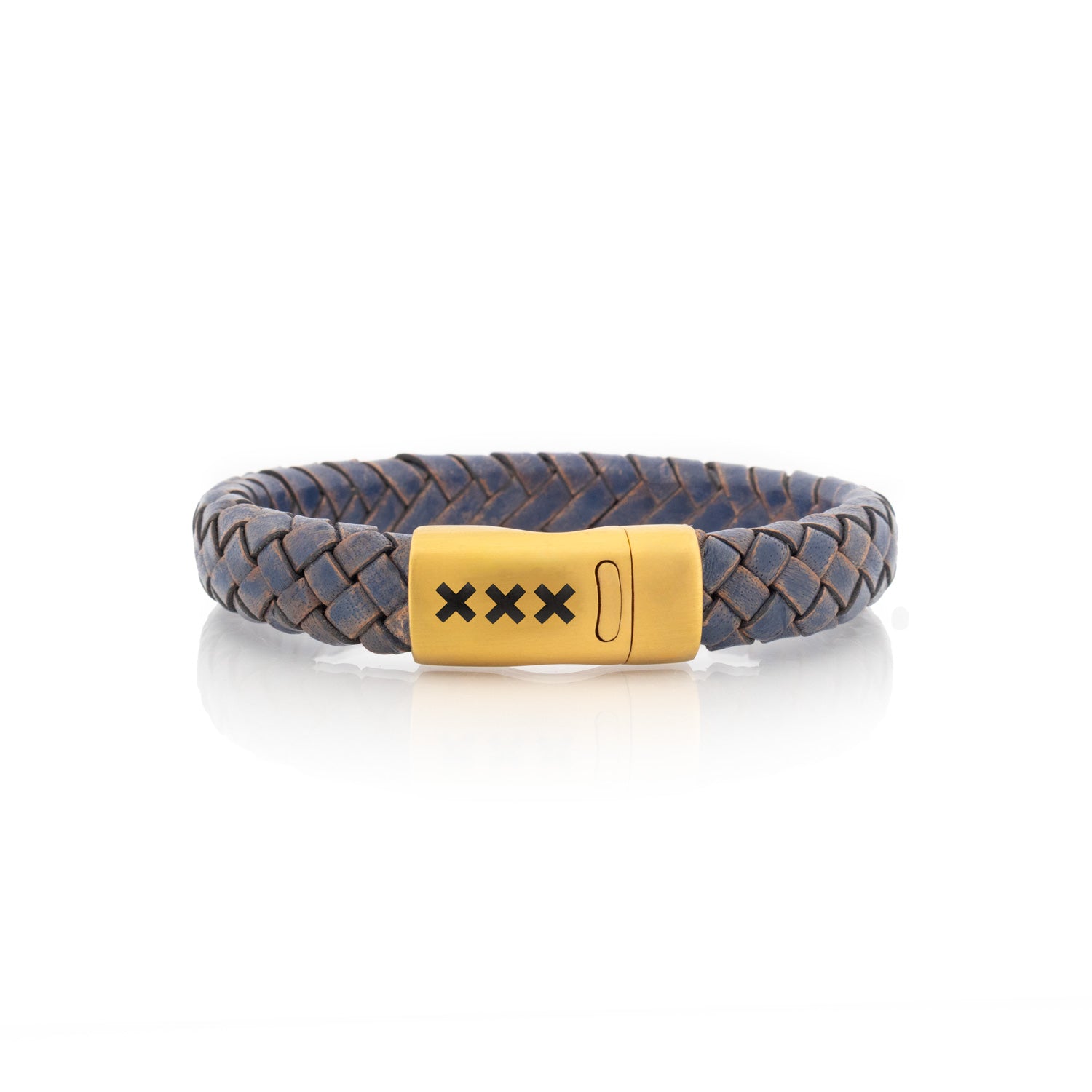 Leren armband Blauw- Zilver | Zuid
