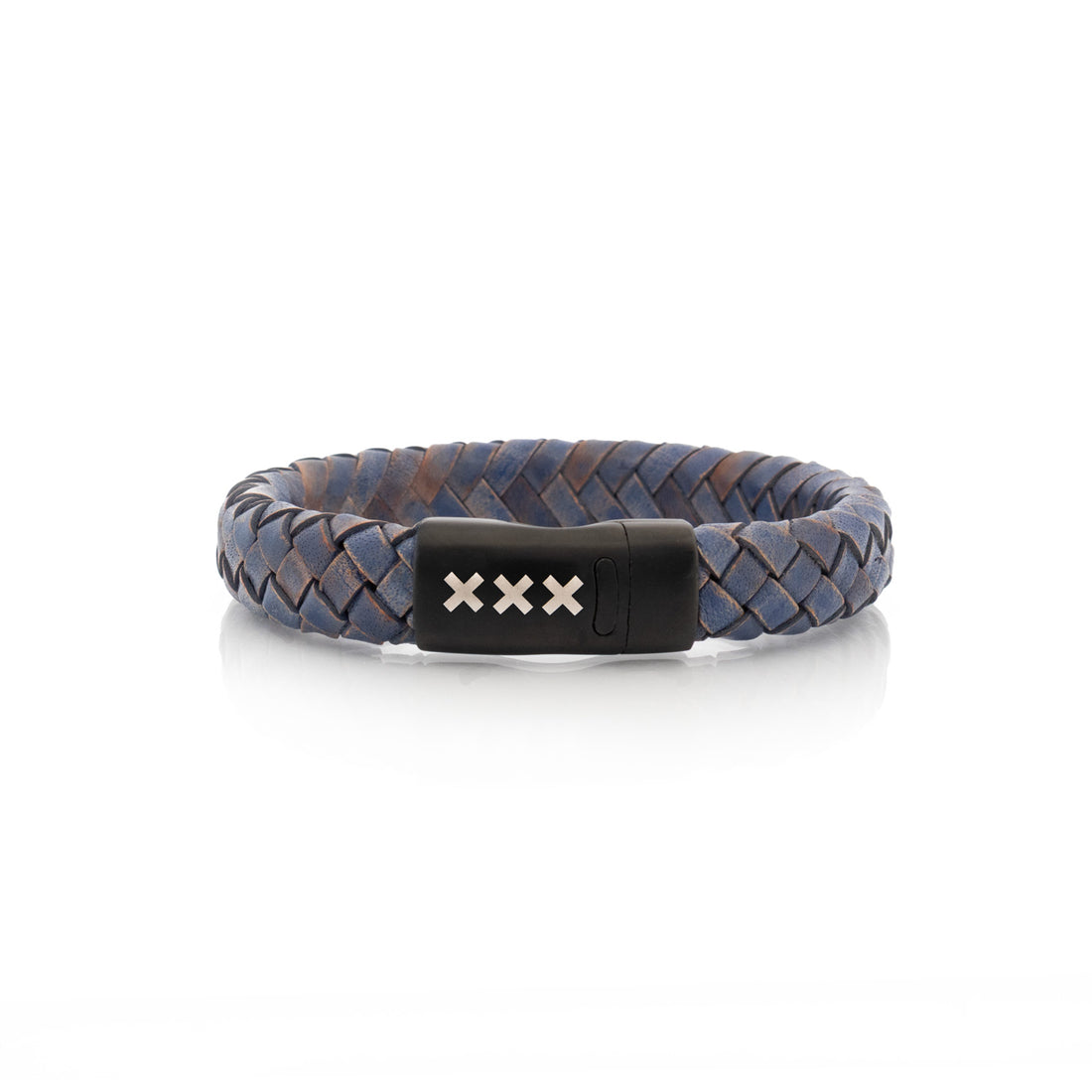 Leren armband Blauw- zwart | Zuid