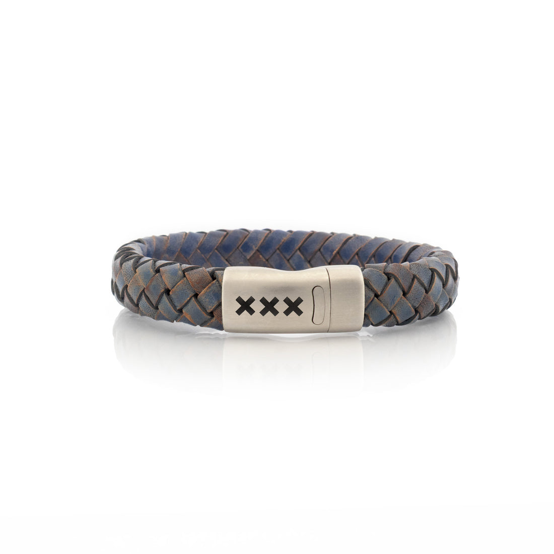 Leren armband Blauw- Zilver | Zuid