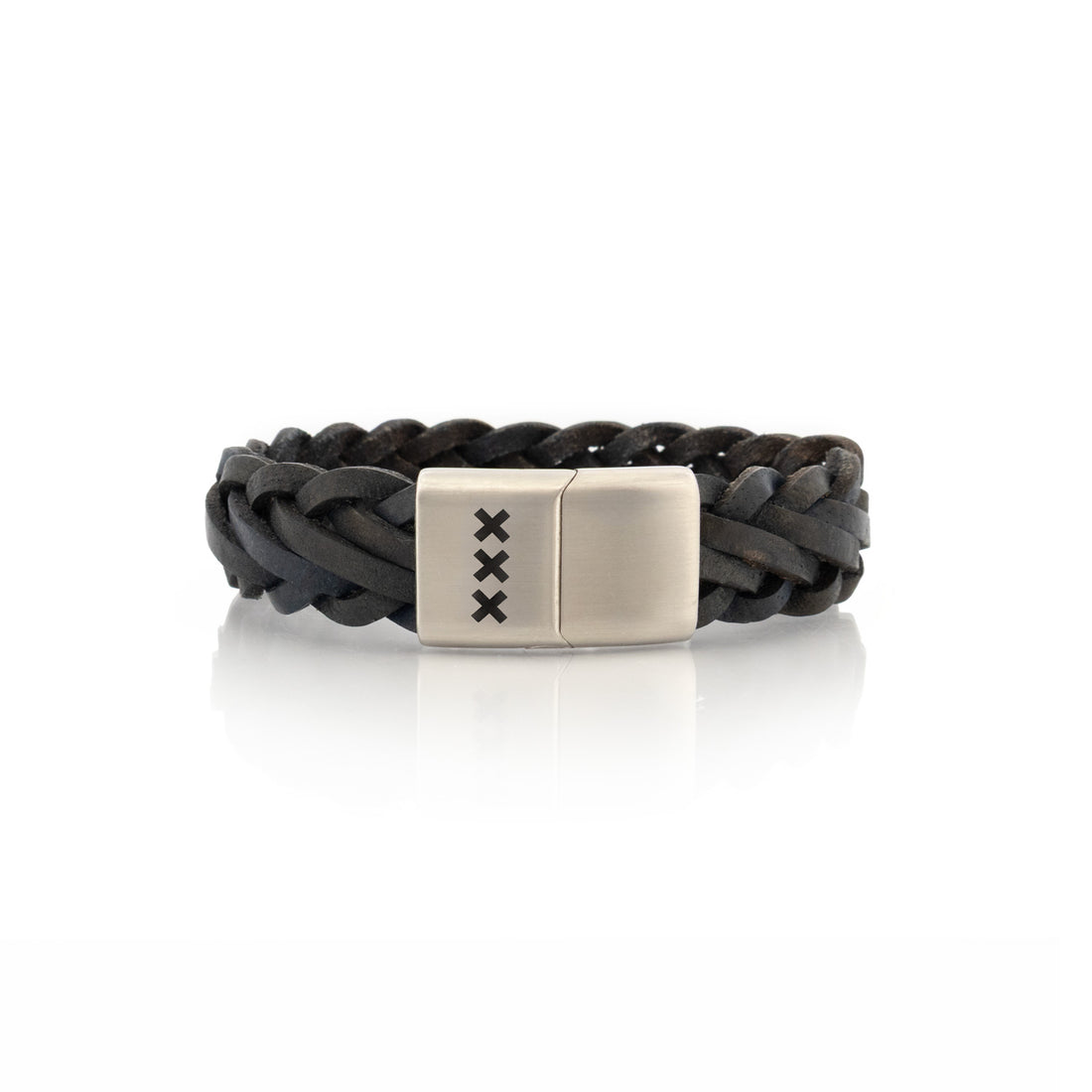 Leren armband Zwart - Zilver| De Scheepswerf