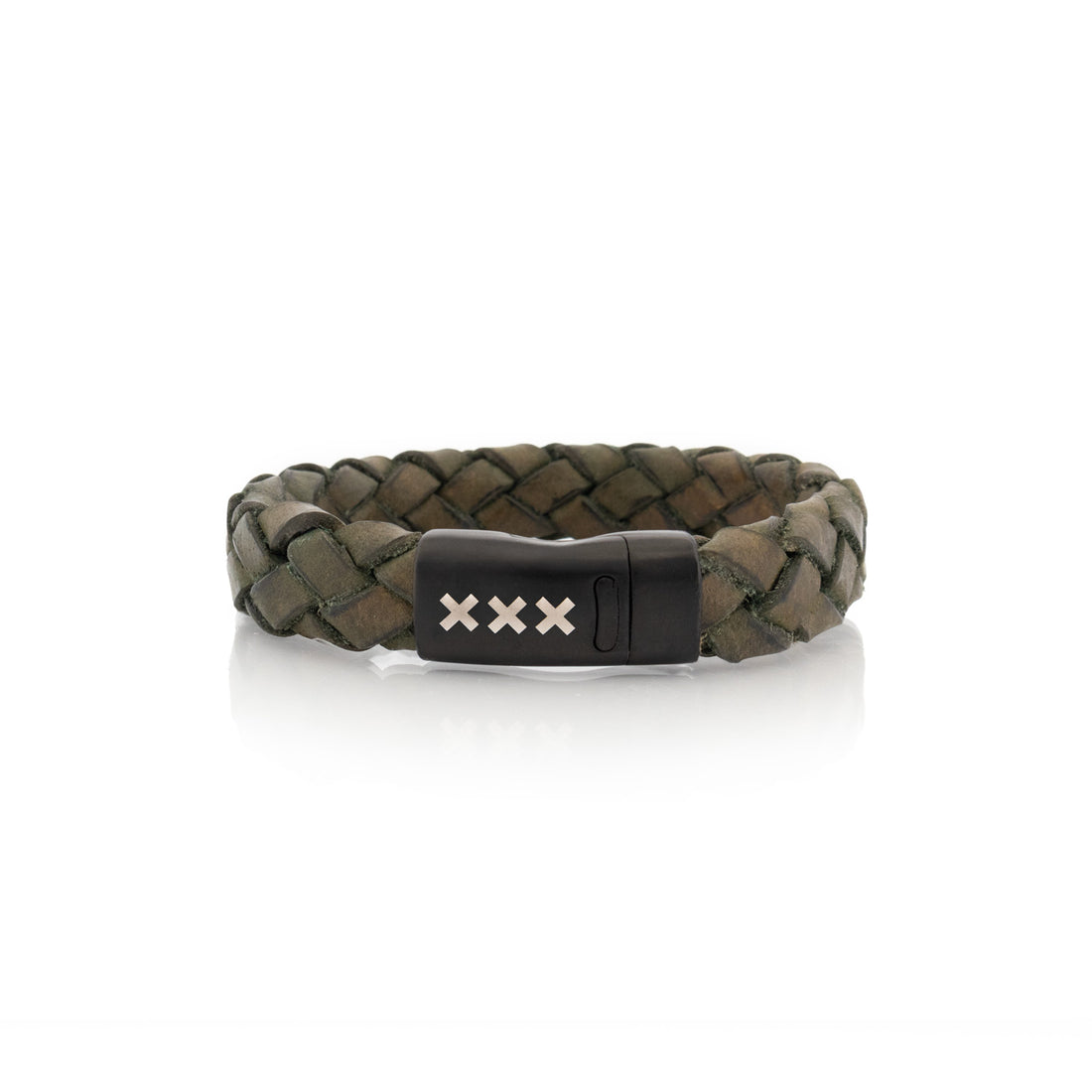 Leren armband  Groen - Zwart | De pijp