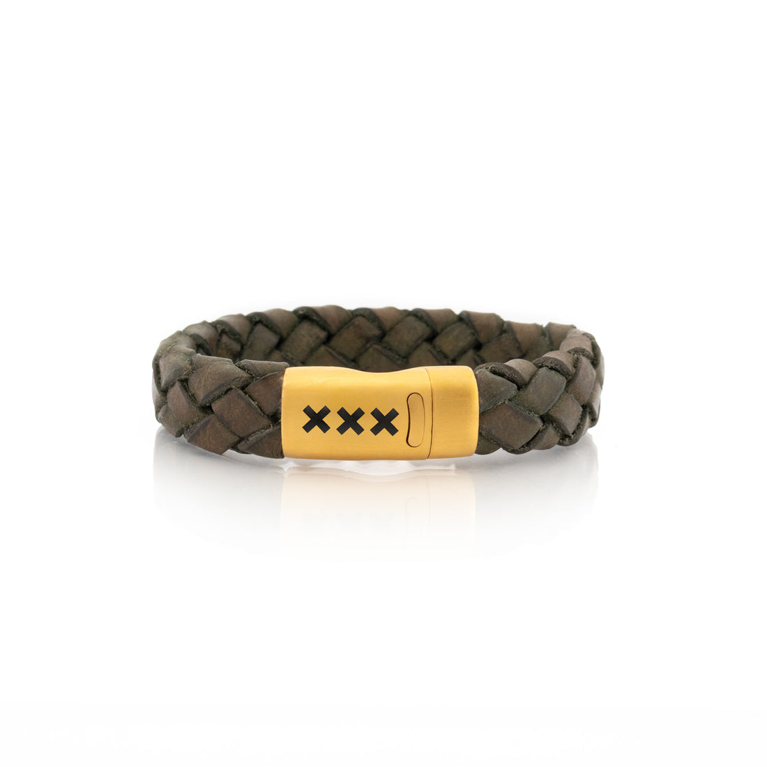 Leren armband  Groen - Goud | De pijp