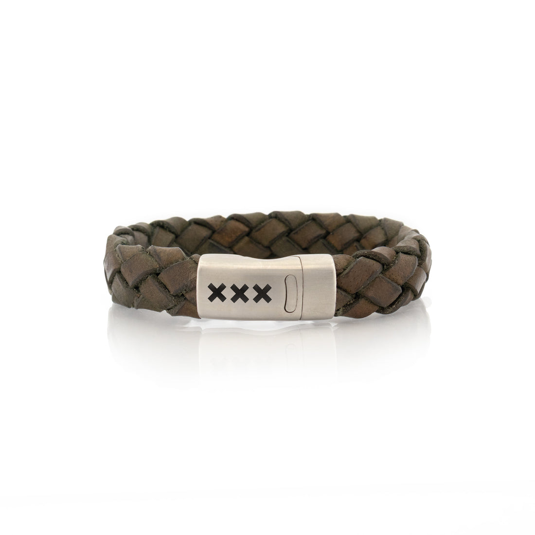 Leren armband  Groen - Zilver | De pijp