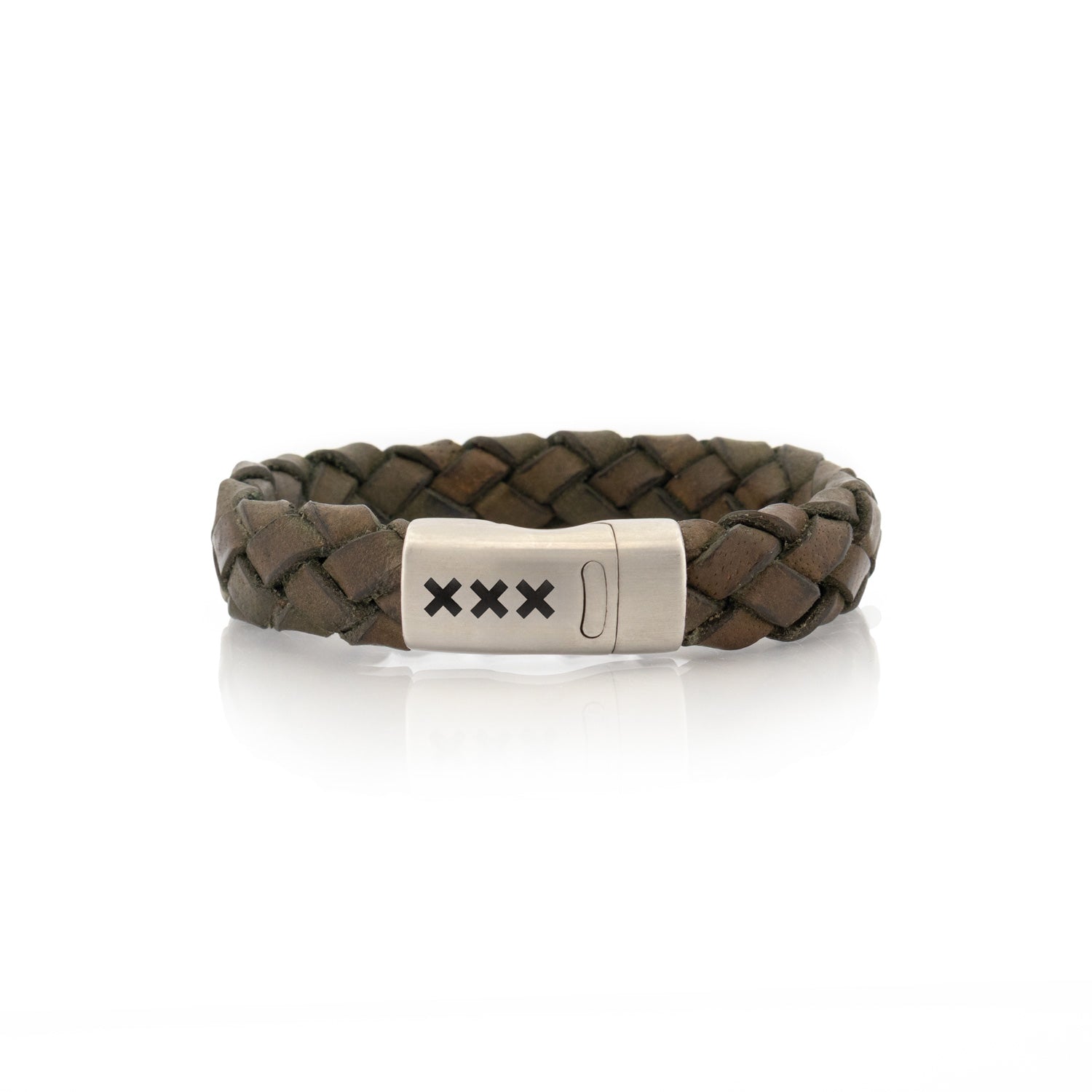 Leren armband  Groen - Zilver | De pijp