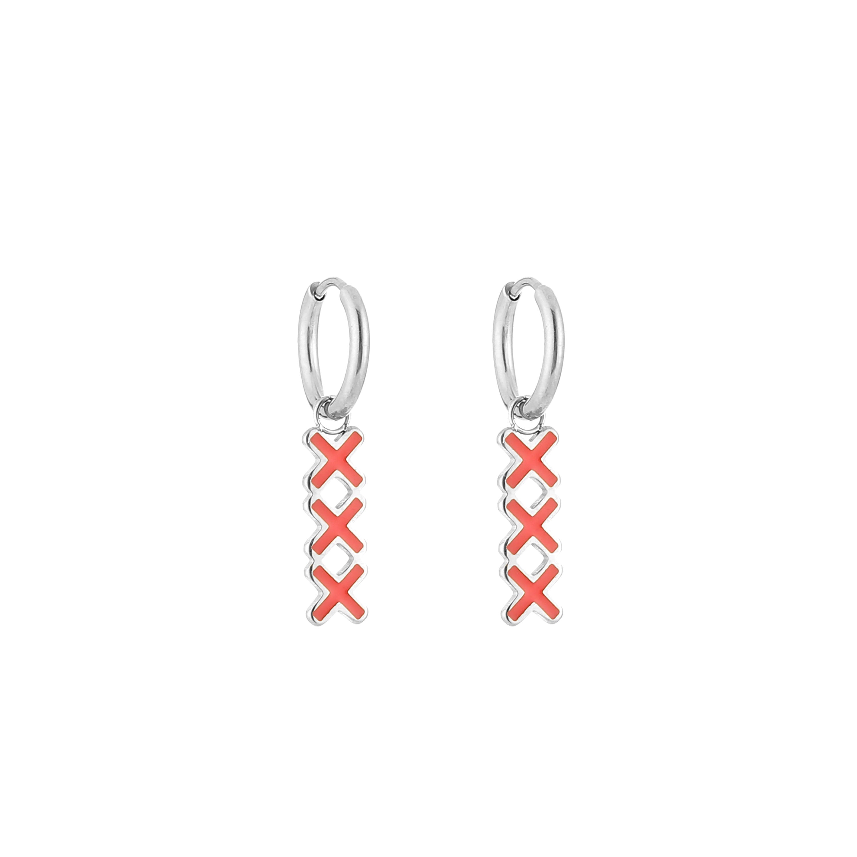 EARRING RODE KRUISJES XXX AMSTERDAM