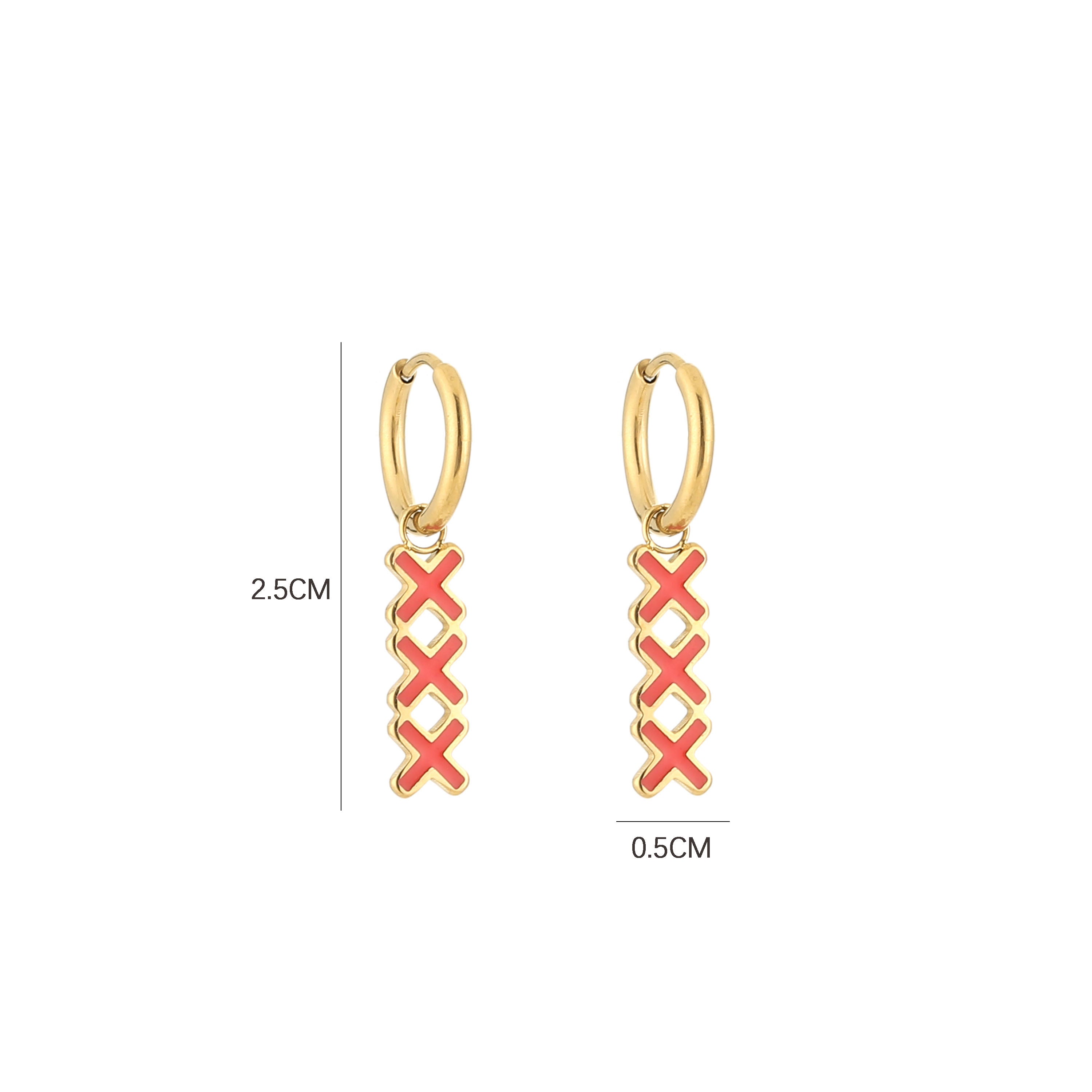 EARRING RODE KRUISJES XXX AMSTERDAM