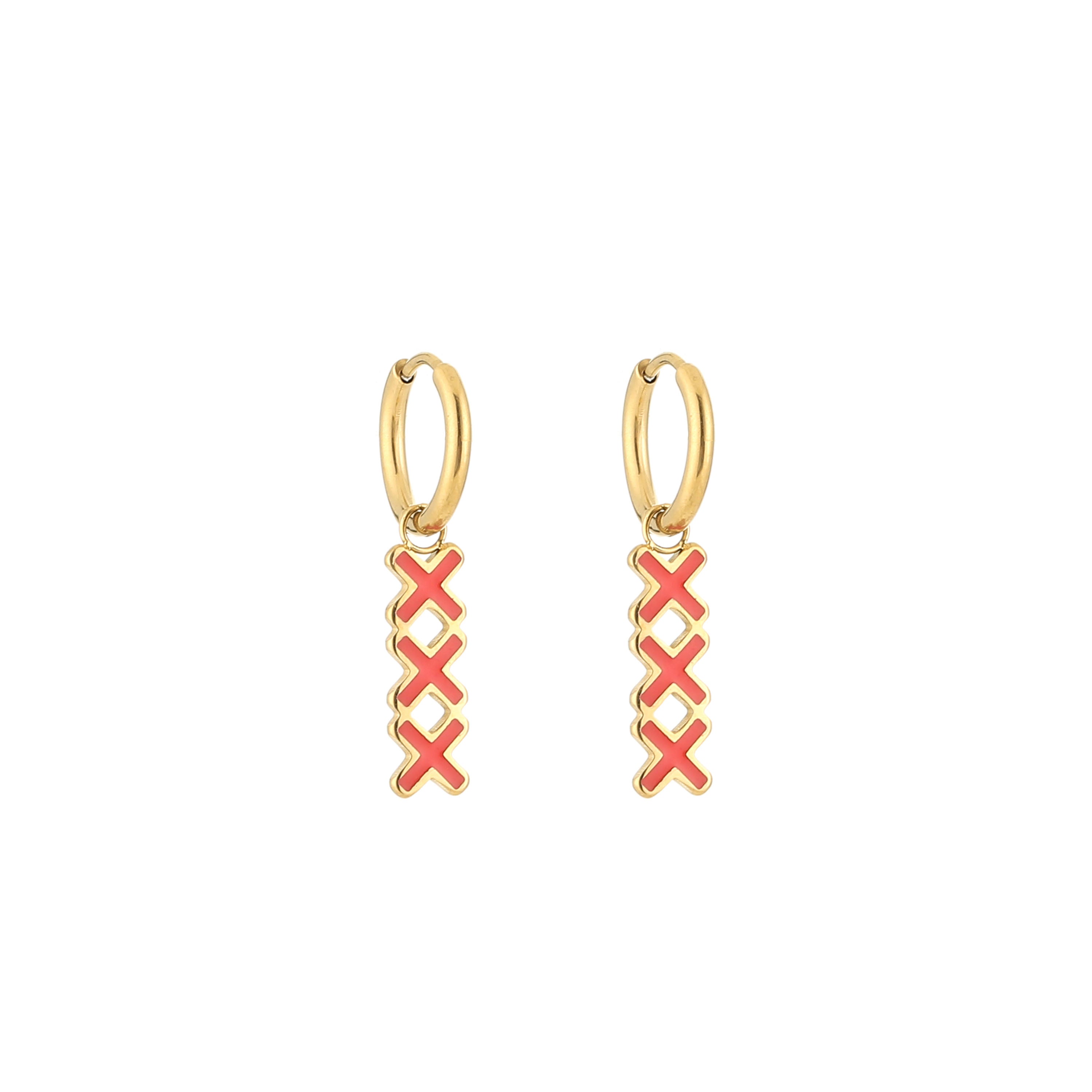 EARRING RODE KRUISJES XXX AMSTERDAM