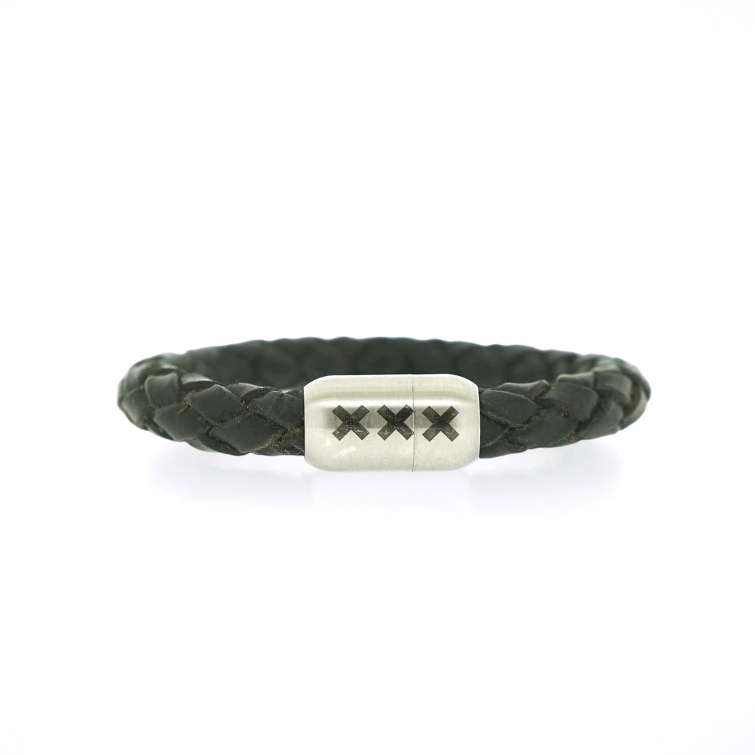 leren armband rond Zwart/ Zilver - 020 Black Editie