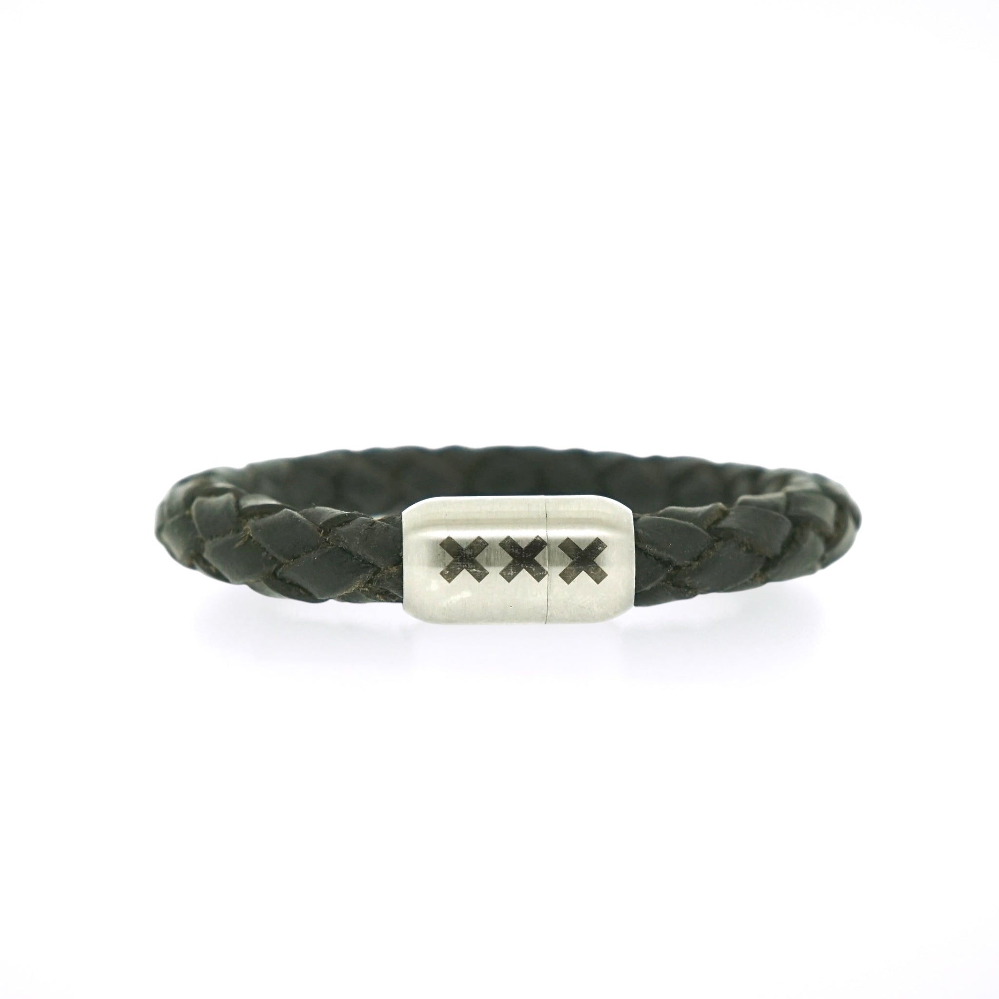 leren armband rond Zwart/ Zilver - 020 Black Editie