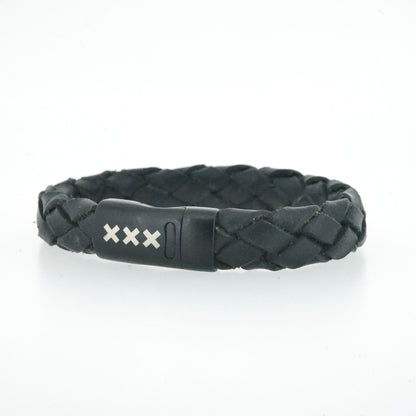 Leren Armband Zwart / Zwart – Mokum Trots