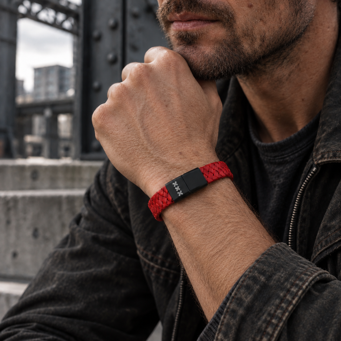 Leren Armband Rood - Zwart | Mokum