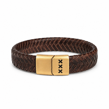 Leren Armband met Gravure GOUD –  Amsterdam Edition