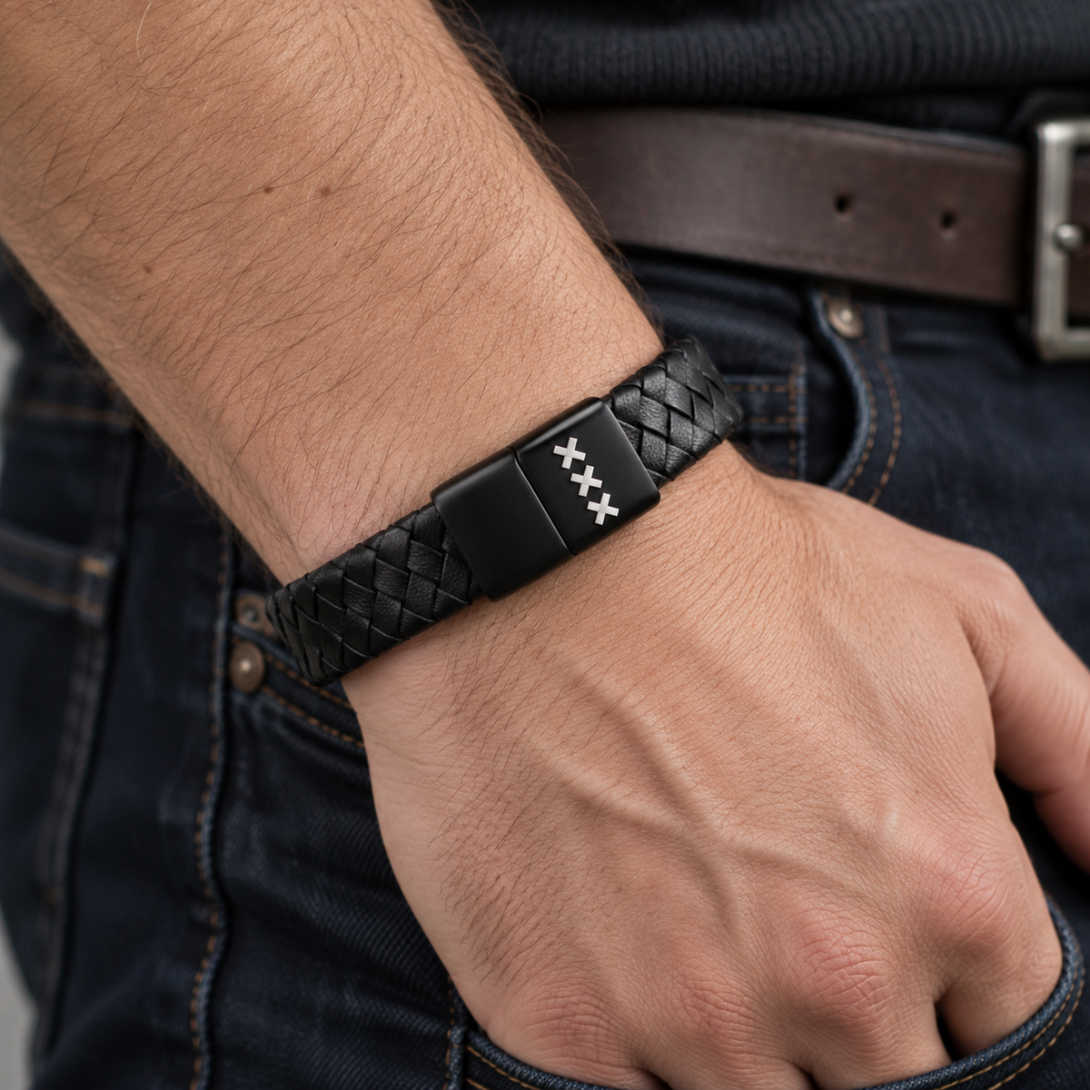 Leren Armband Zwart - Zwart | Amsterdam XXX
