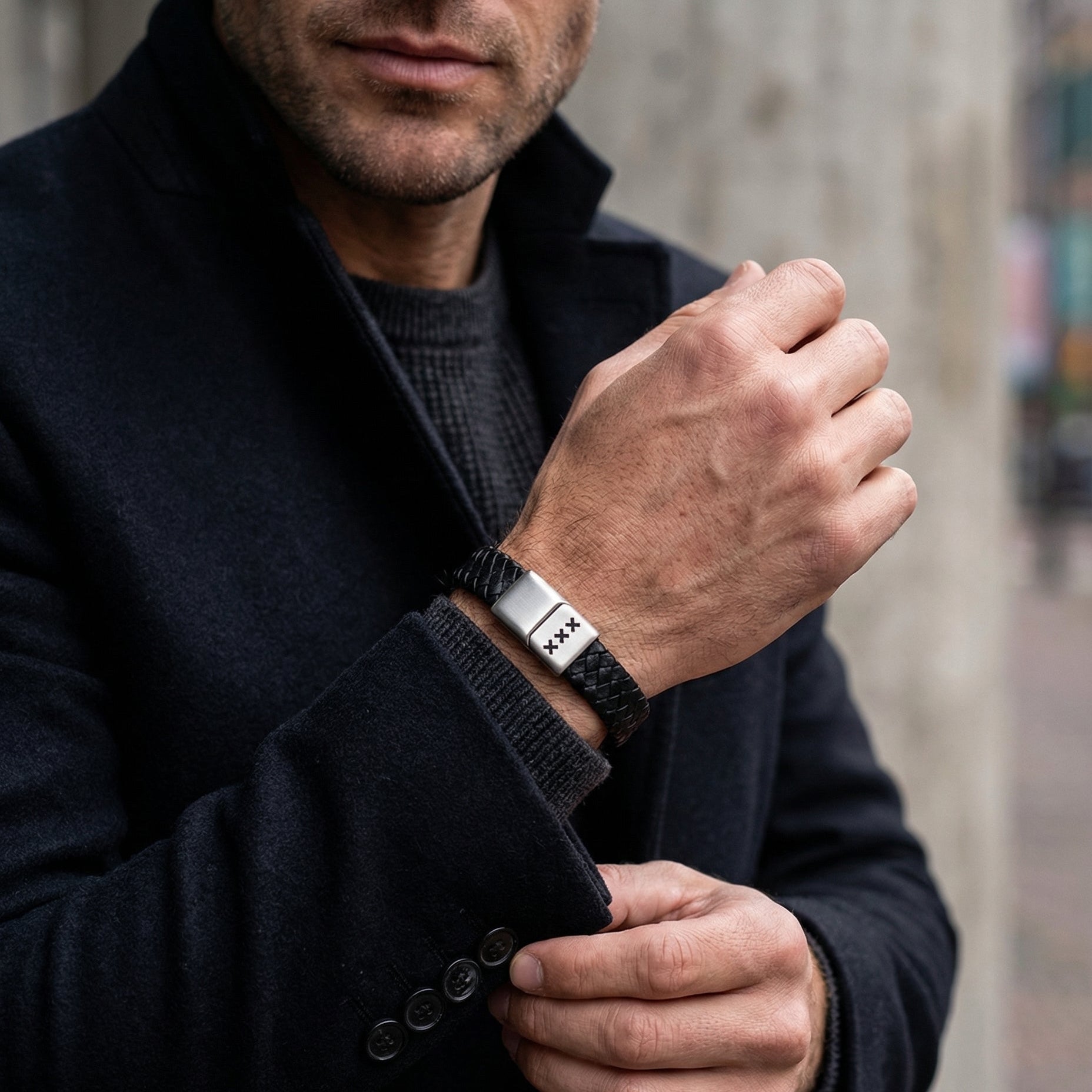 Leren Armband Zwart | Zilver - Amsterdam XXX