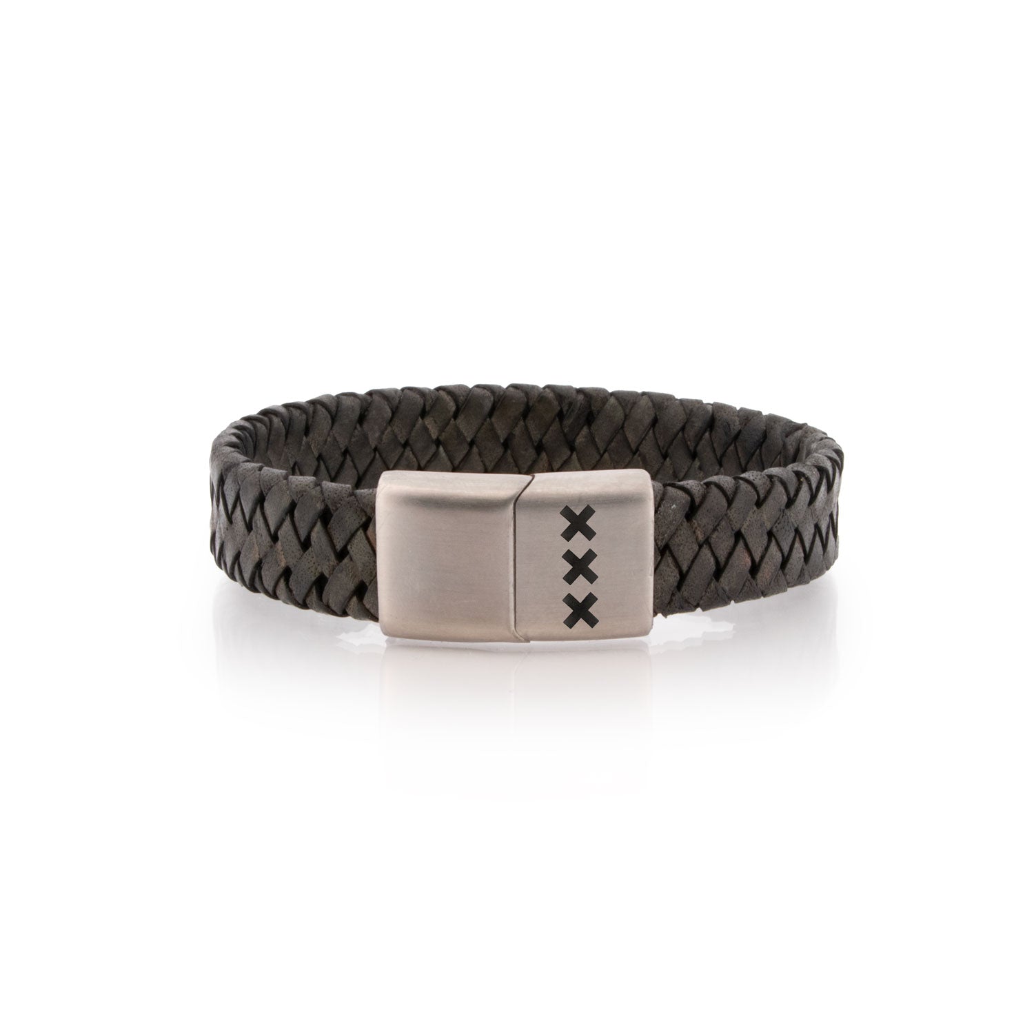 Bracelet Leather Black/ Zilver