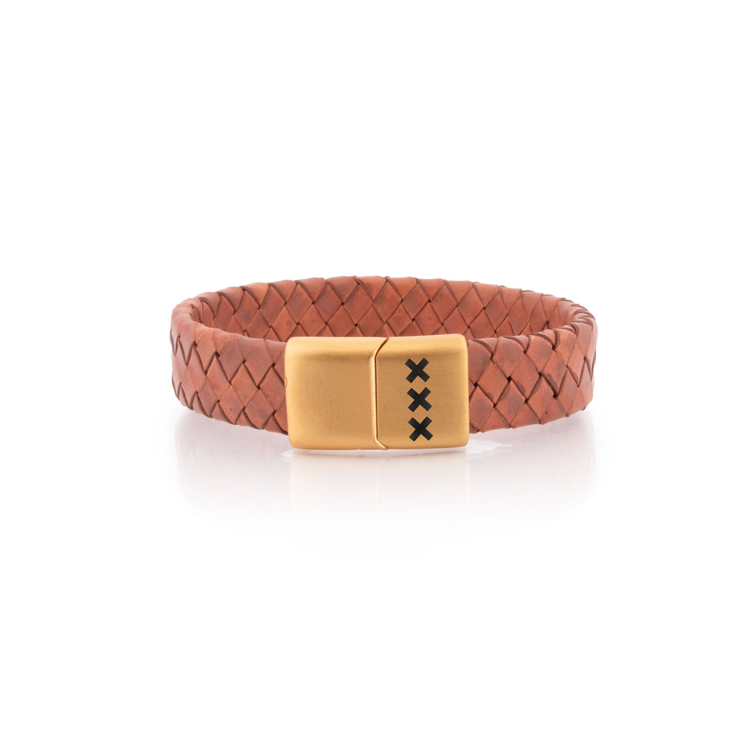 Bracelet Leather Light Brown/ Gold