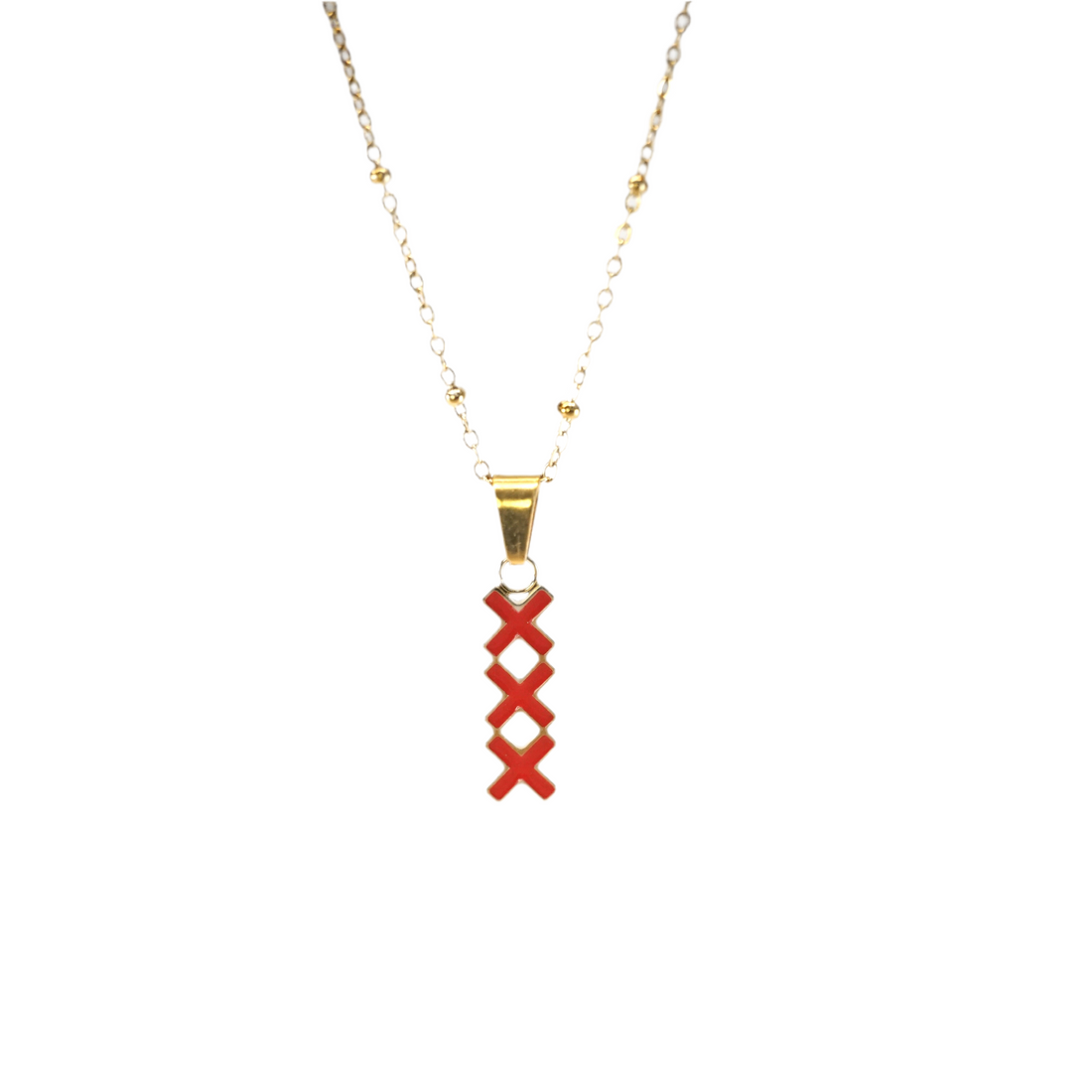 KETTING | 3 KRUISJES ROOD