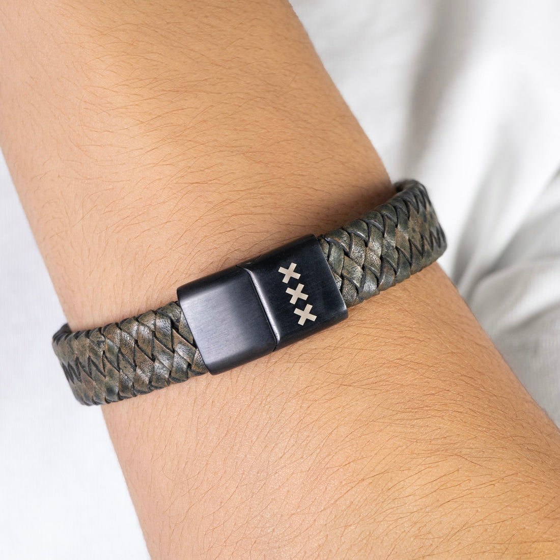 Leren Armband Green / Zwart – Vondel P.