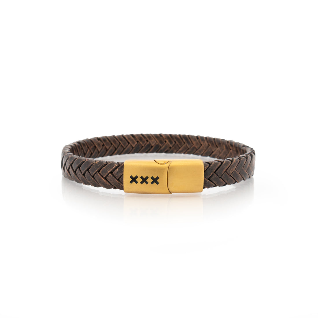 Leren armband Bruin - Goud | De Amstel