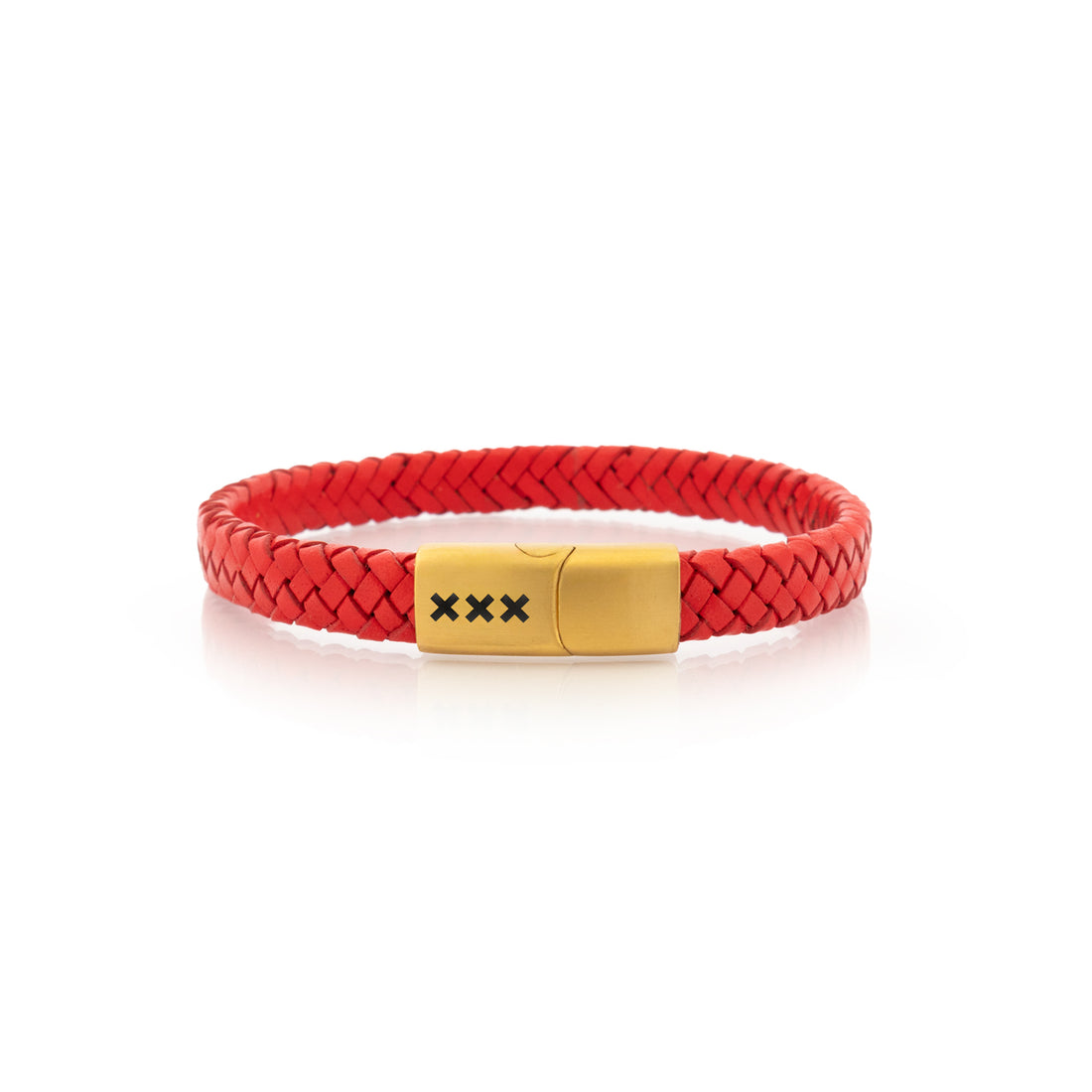 Leren armband Rood - Goud | De IJkant