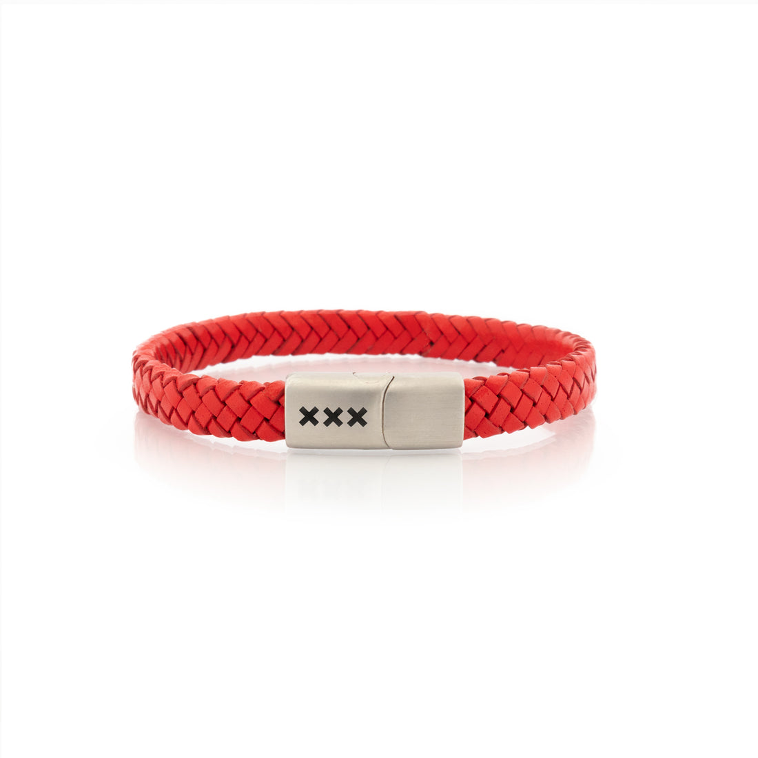 Leren armband Rood - Zilver | De IJkant